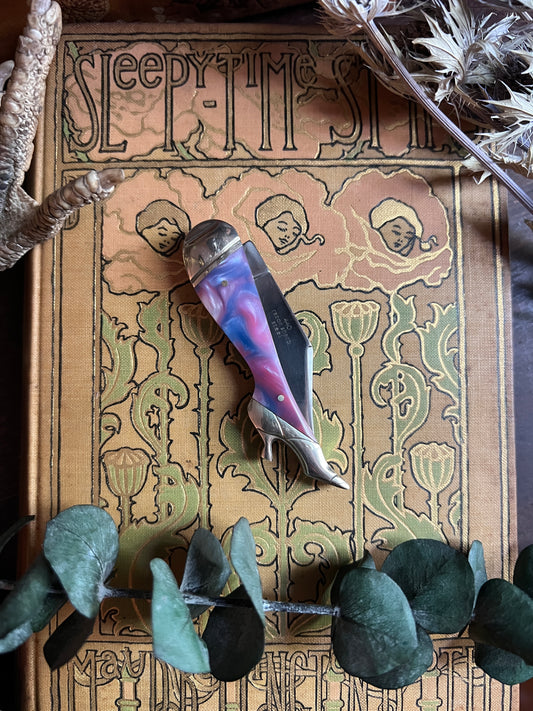 Pink & Purple Swirl Lady Leg Pocket Knife