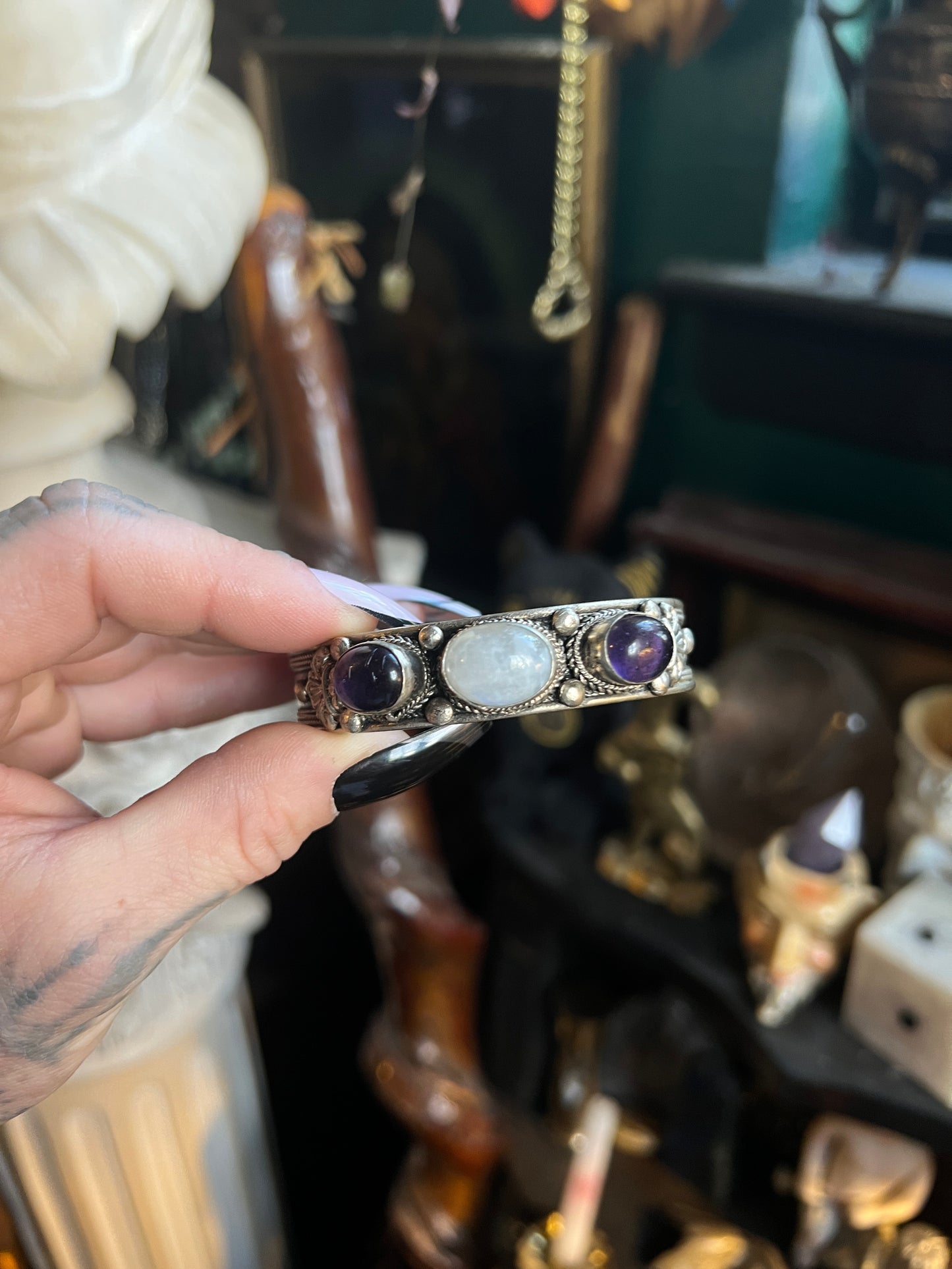 Moonstone & Amethyst Bracelet