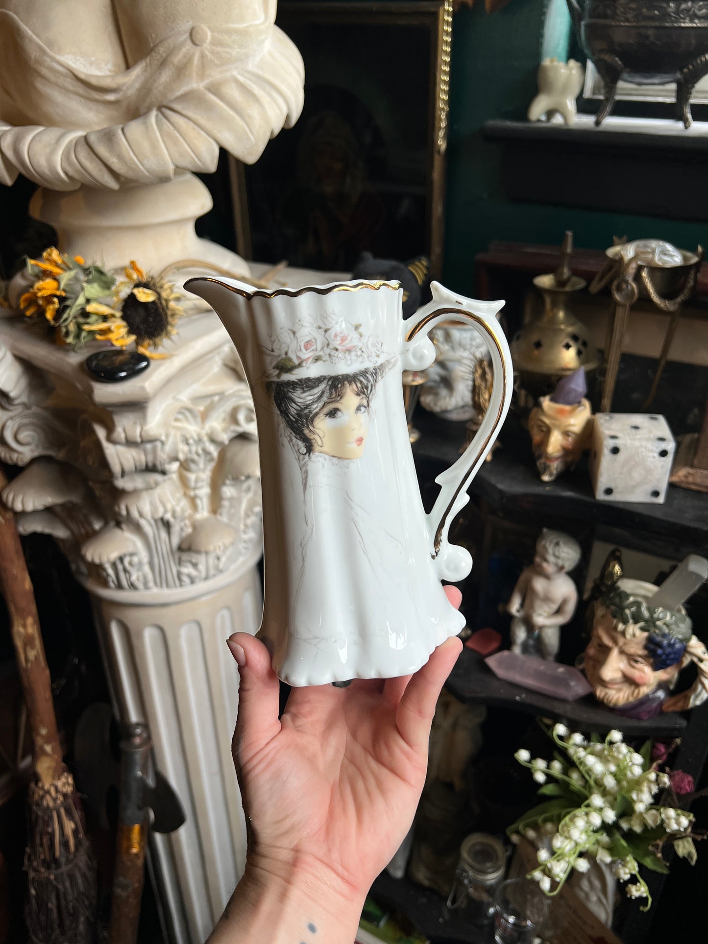 Victorian Lady Porcelain Pitcher