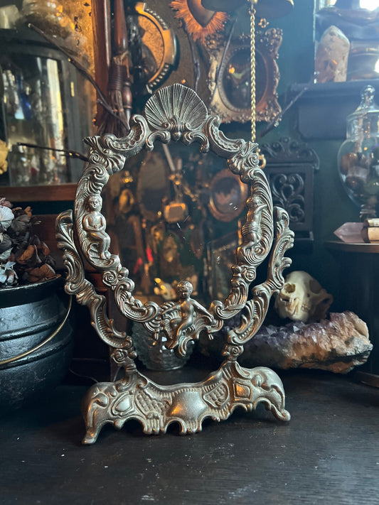 Vintage Swinging Cherub Vanity Mirror