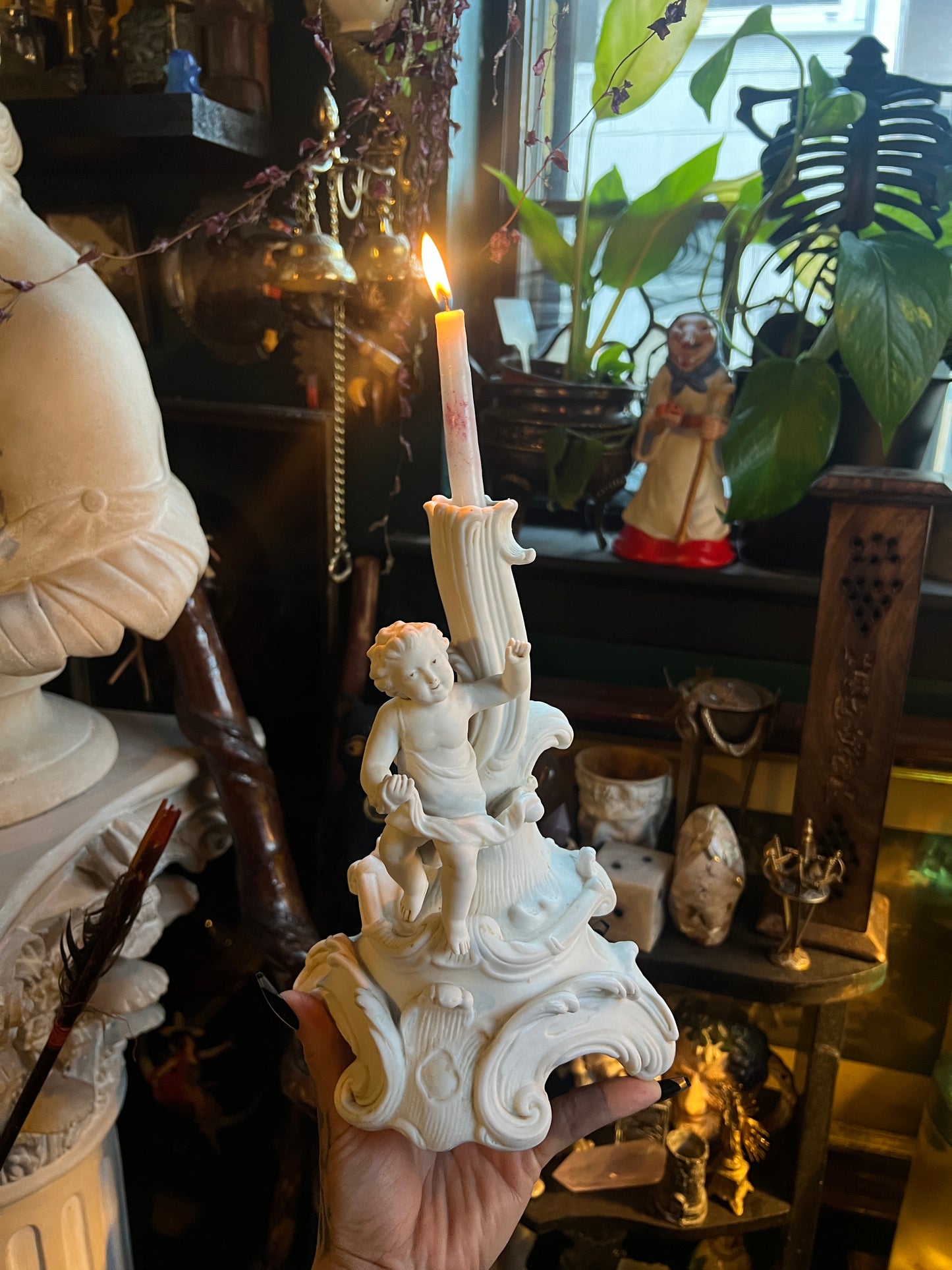 Italian Porcelain Cherub Candelabra