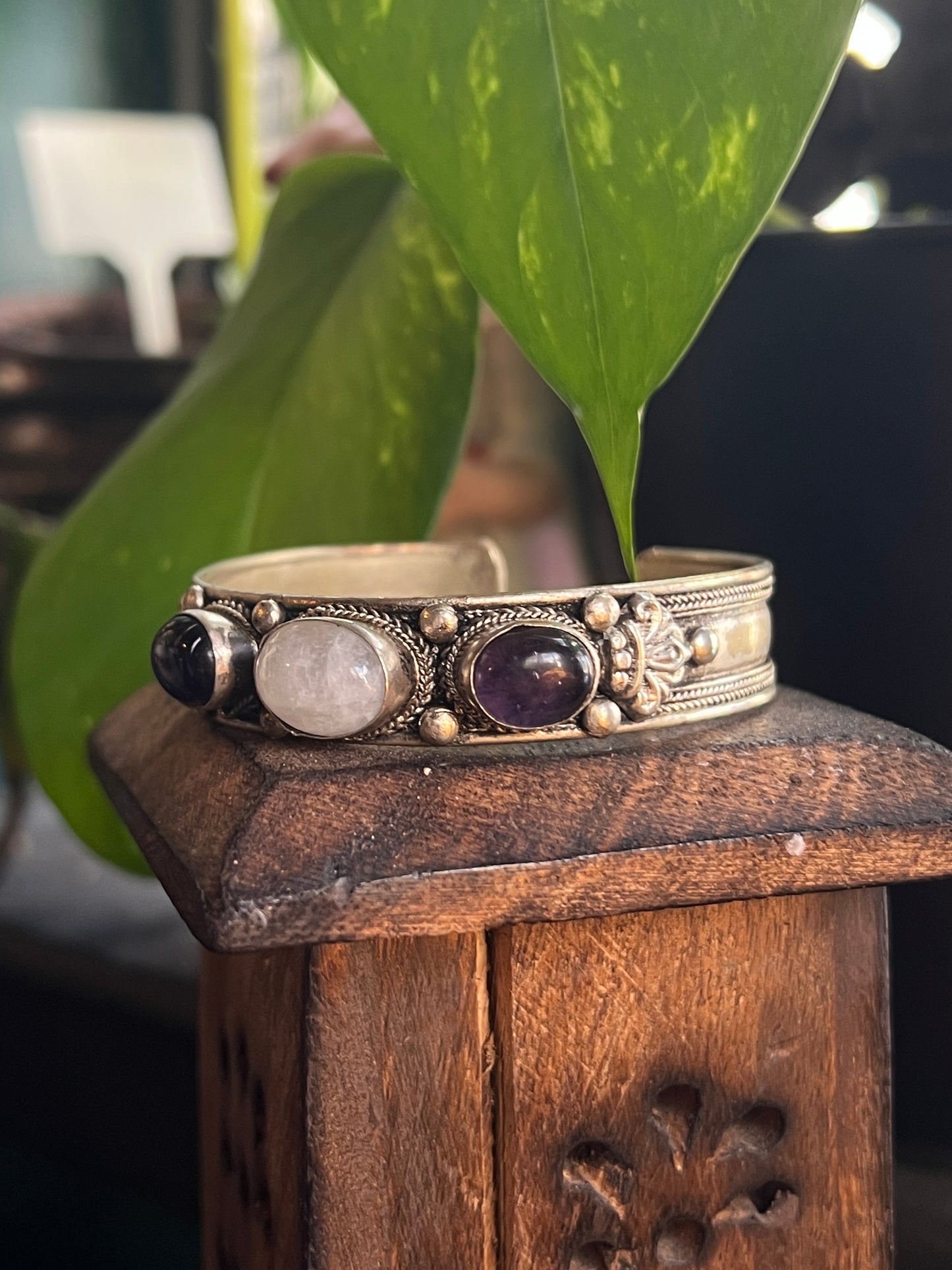 Moonstone & Amethyst Bracelet