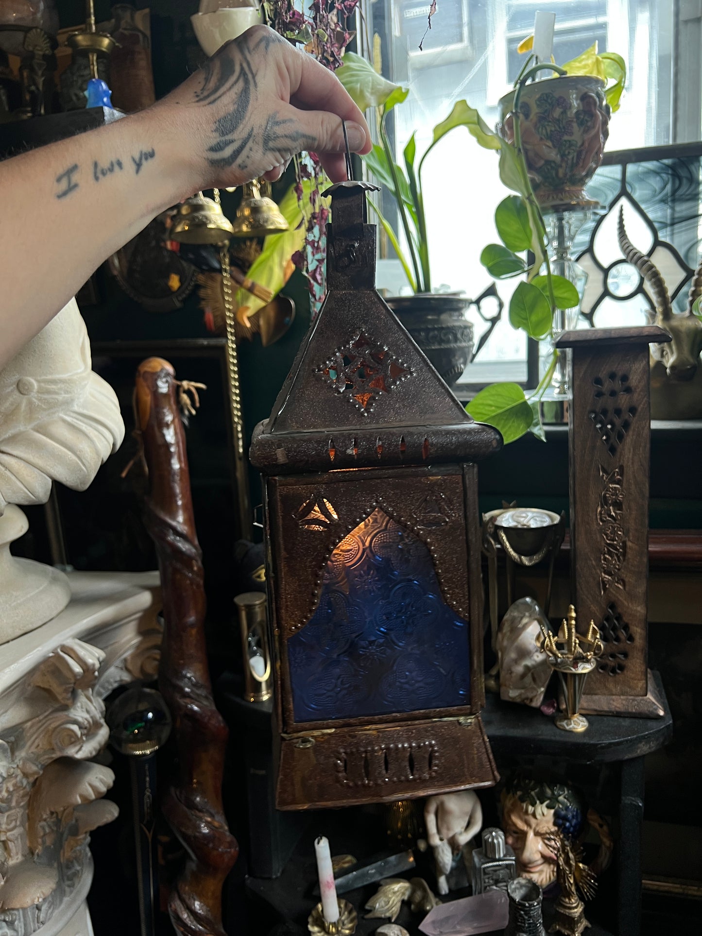 Moroccan Blue Glass Lantern