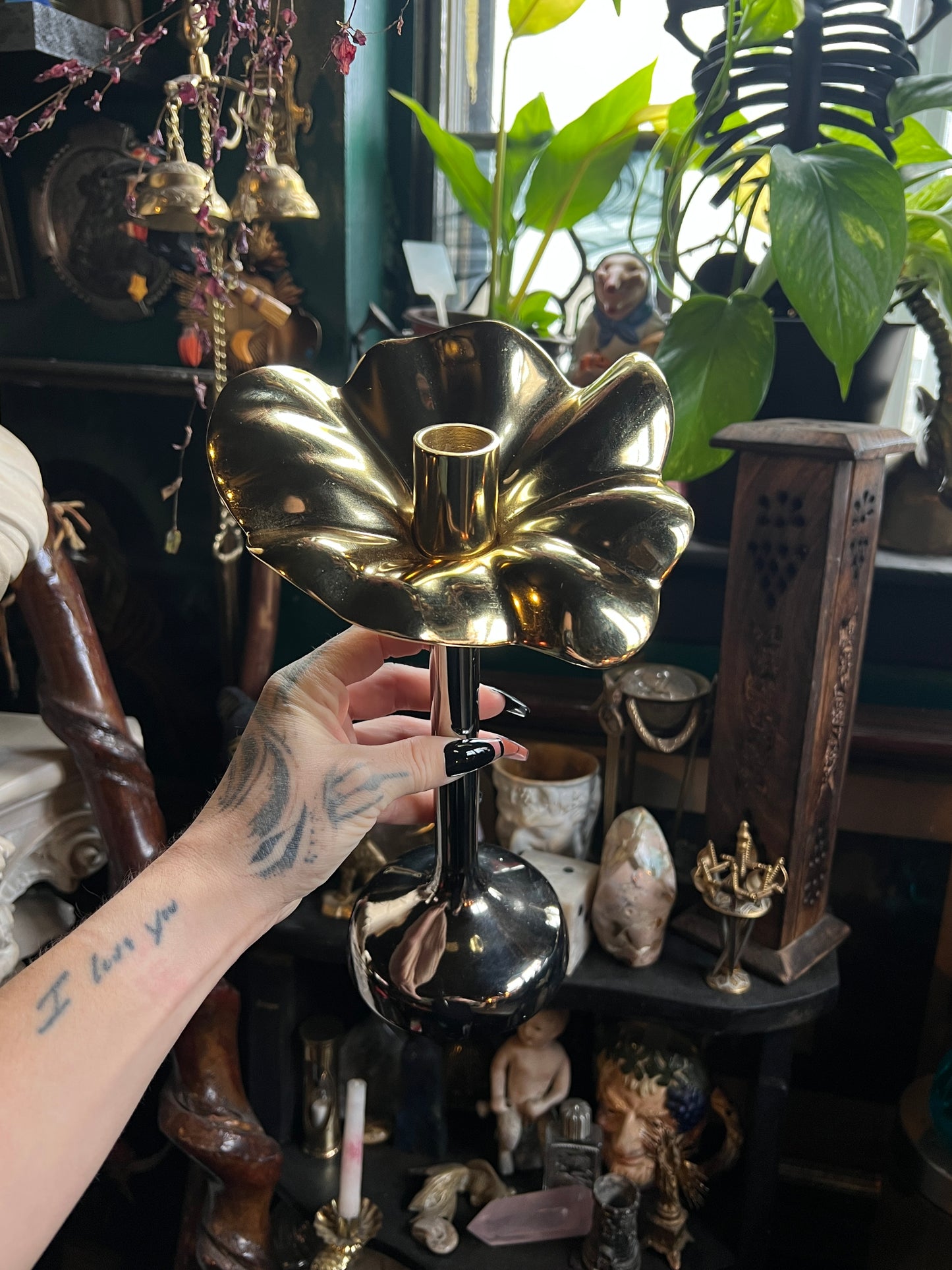 Blossom Platinum & Gold Tapered Candle Holder