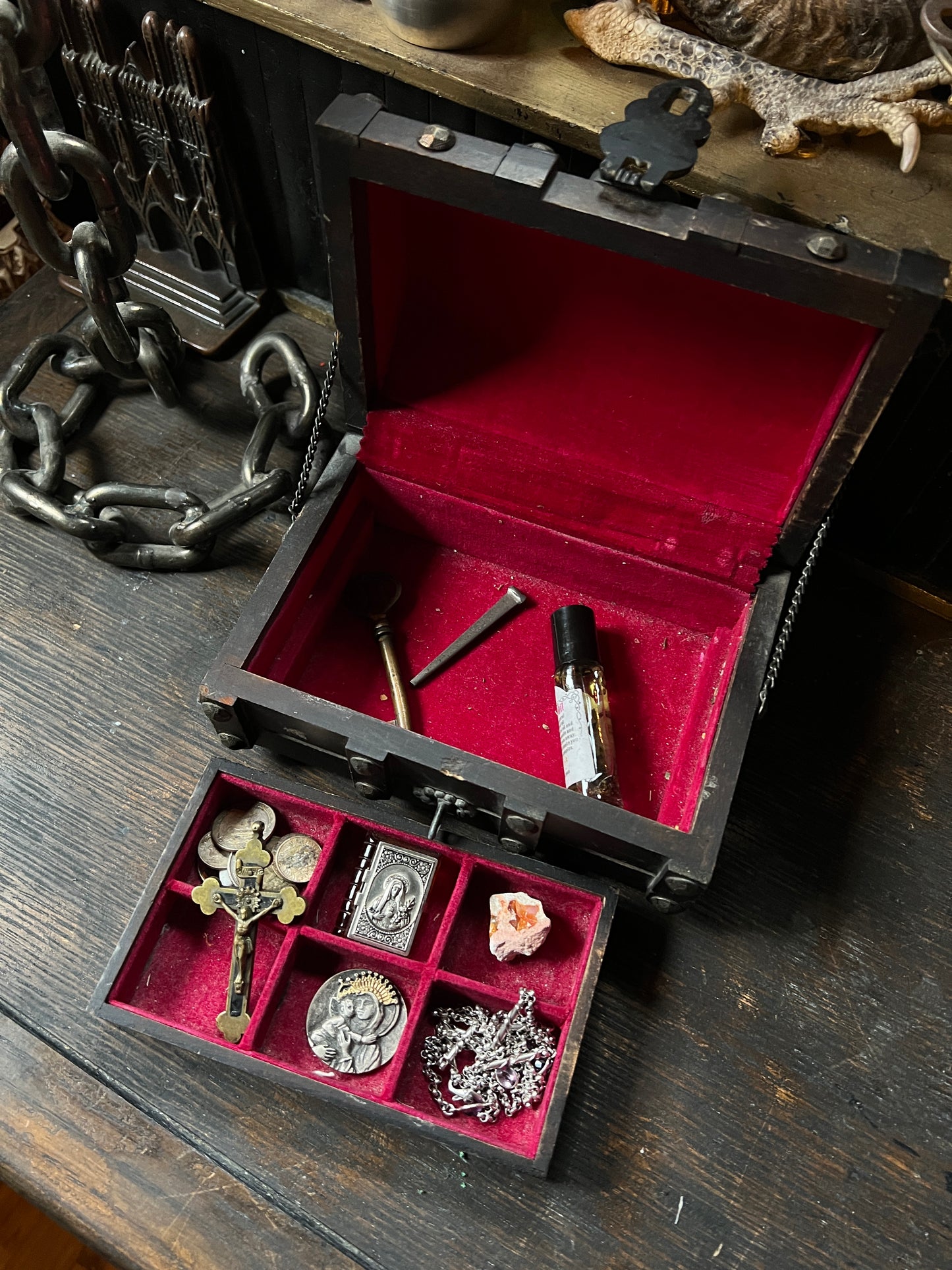 Wooden Treasure Chest Trinket Box