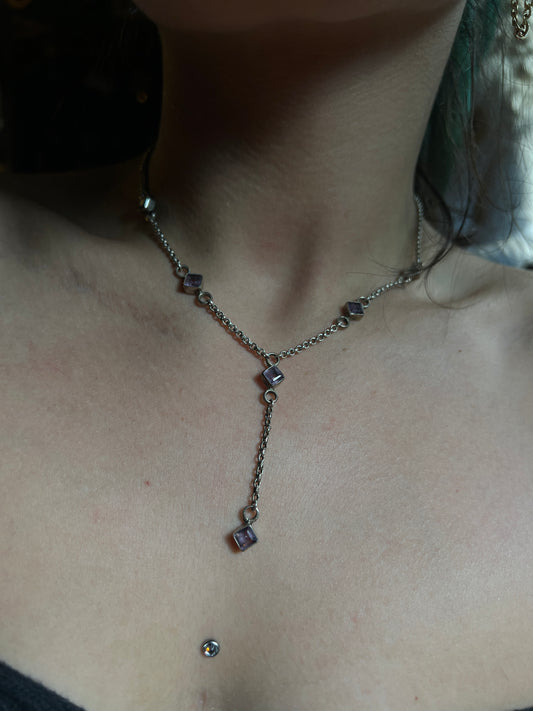 Amethyst Sterling Drop Necklace