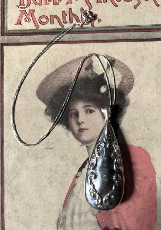 Sterling Silver Teardrop Locket Necklace