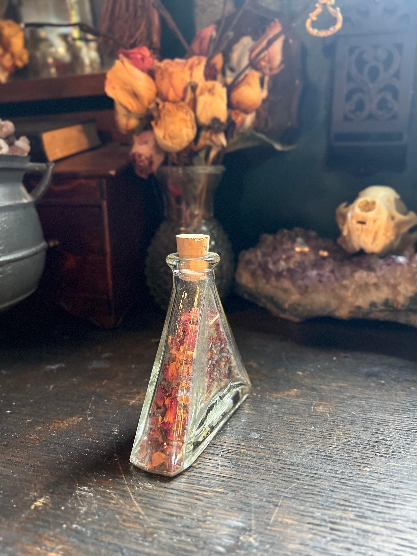 Glass Triangle Spell Bottle