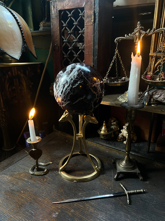 Italian Marble Sphere Goat Head Stand
