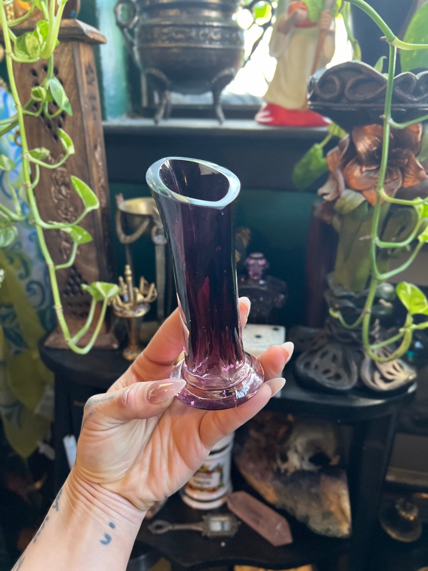 Mid-Century Mini Amethyst Glass Vase