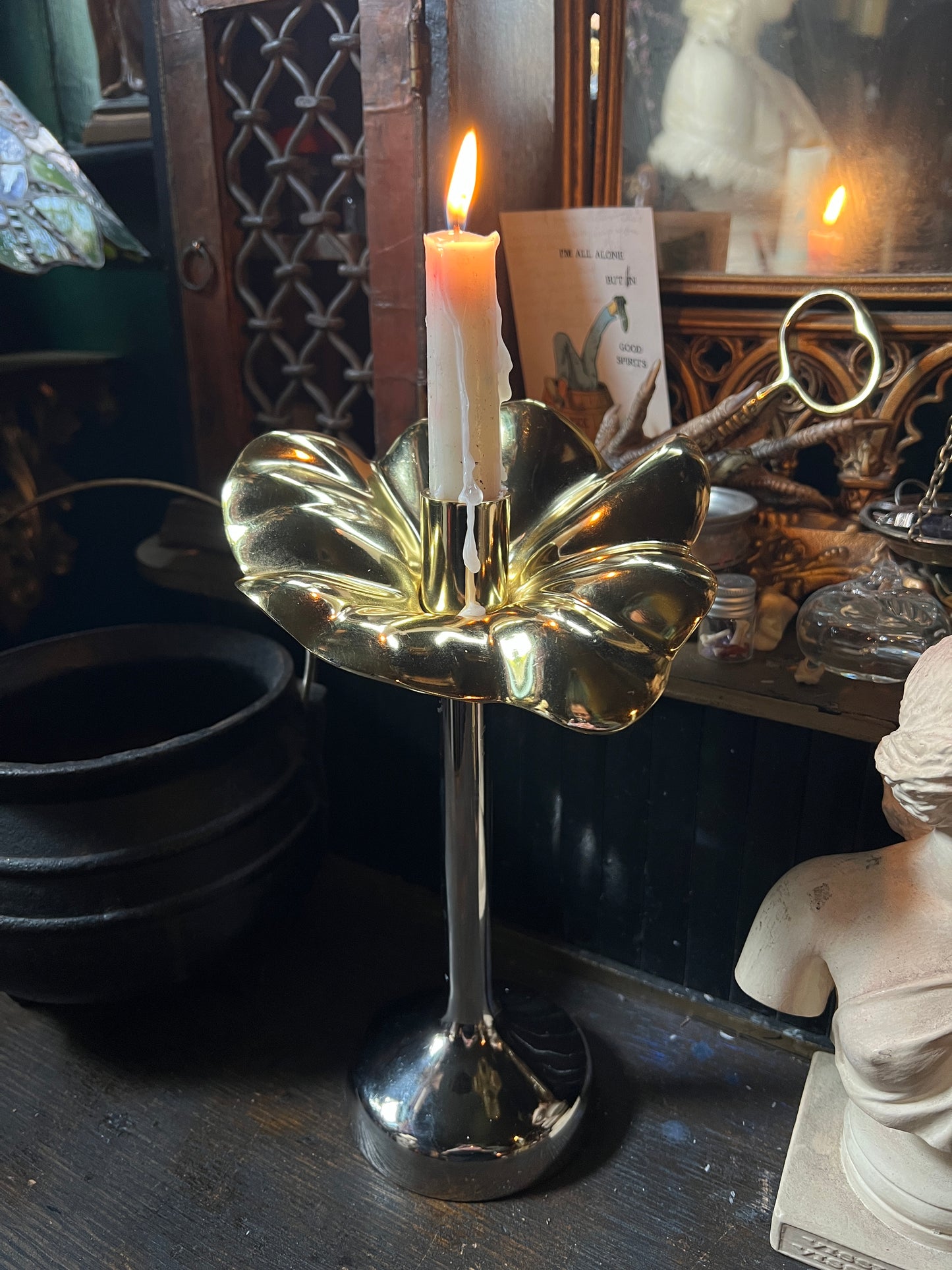 Blossom Platinum & Gold Tapered Candle Holder