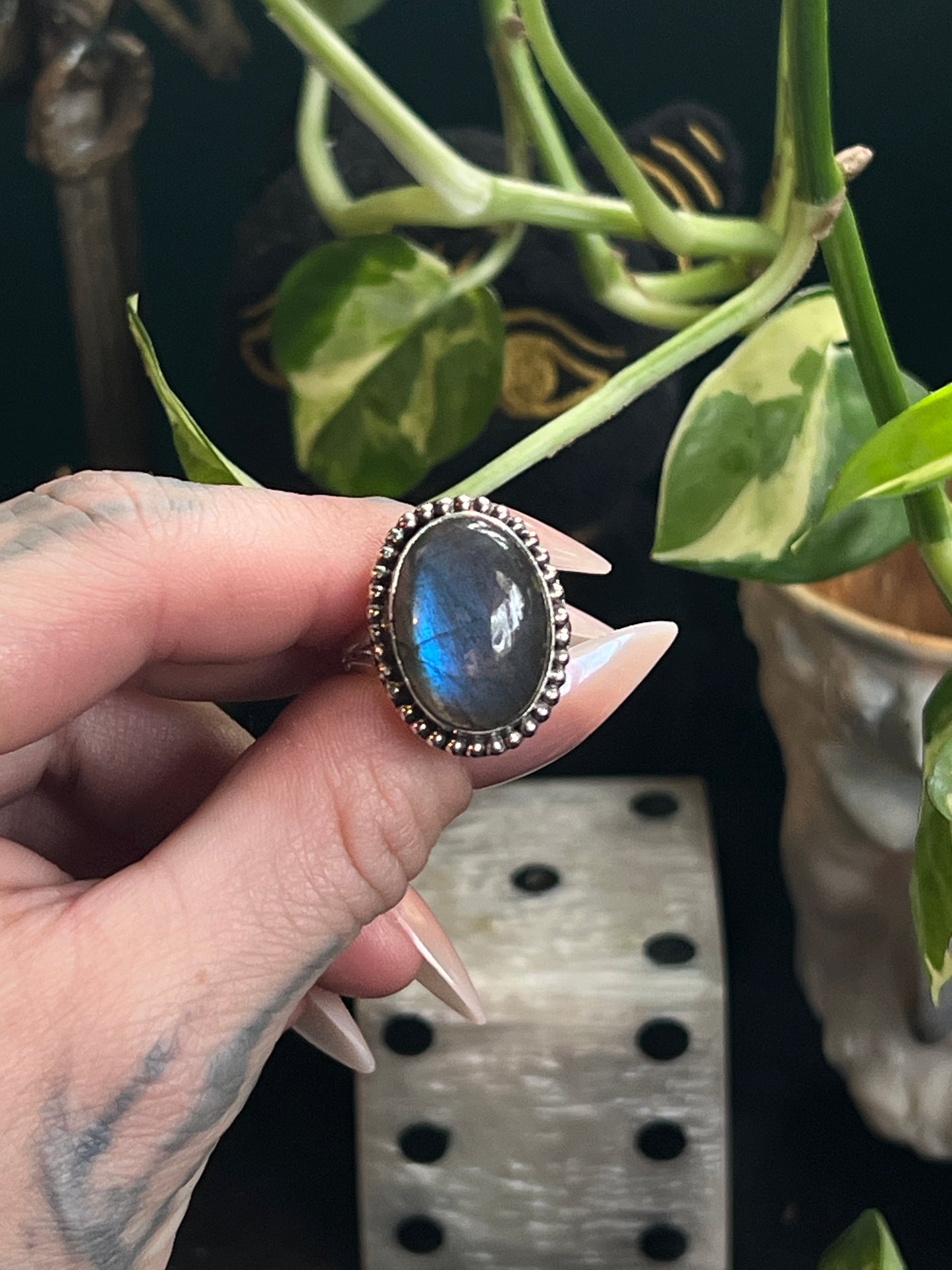 Sterling Oval Labradorite Ring
