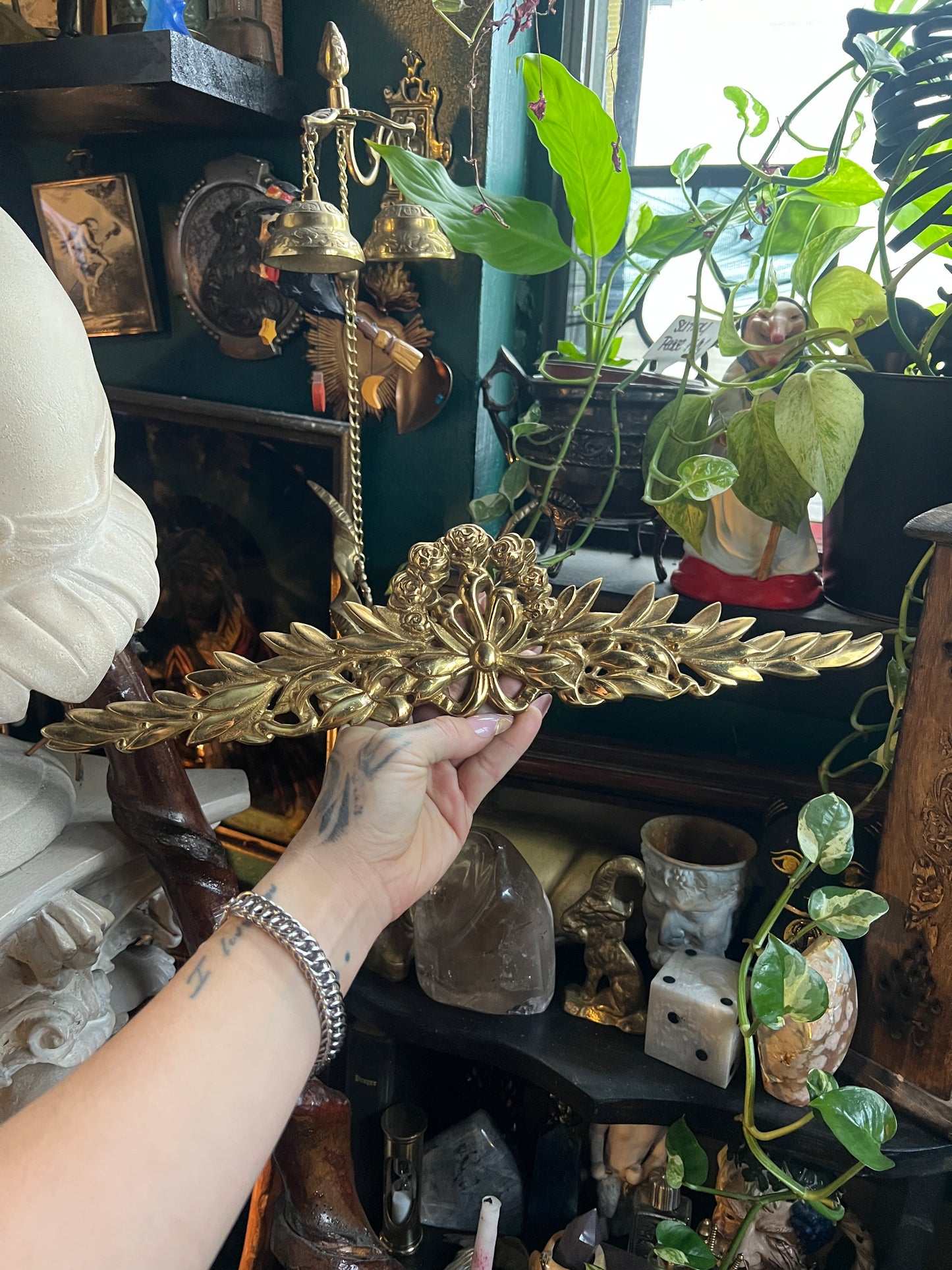 Brass French Pediment Wall Decor