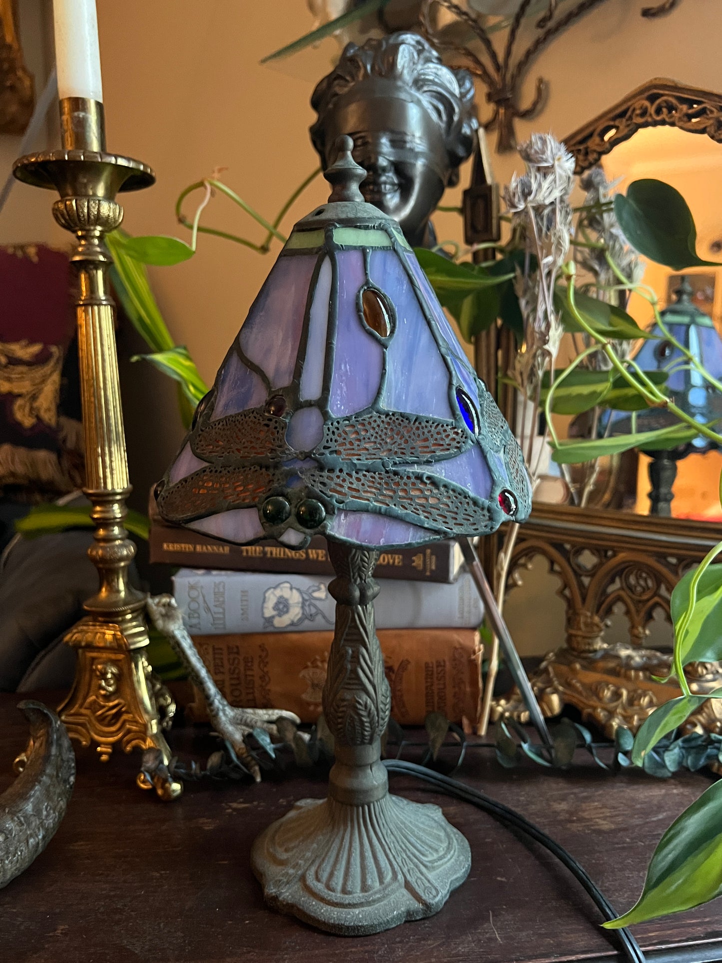 Tiffany Style Dragonfly Stained Glass Lamp