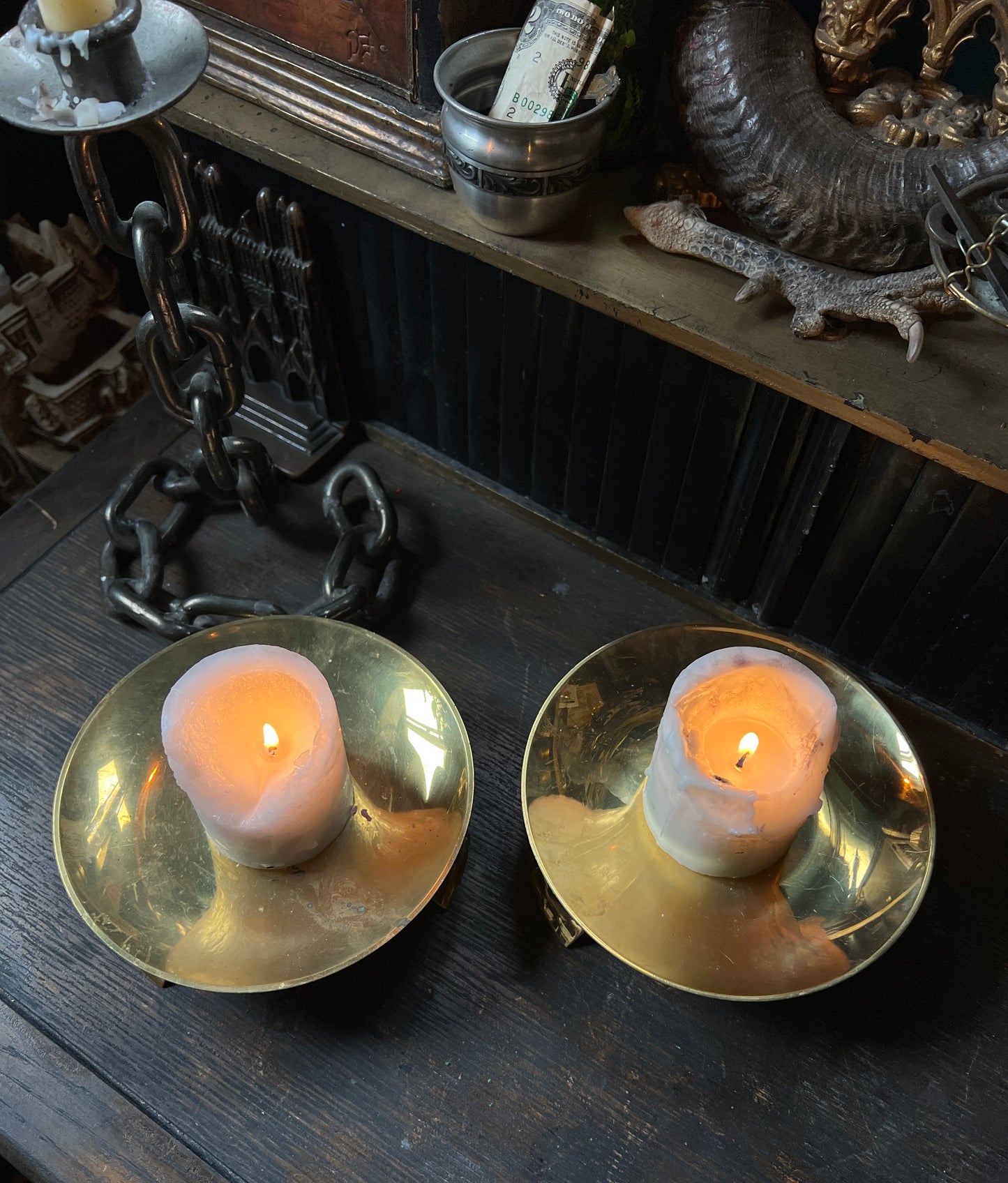 Brass Three Foot Pillar Candle Holders