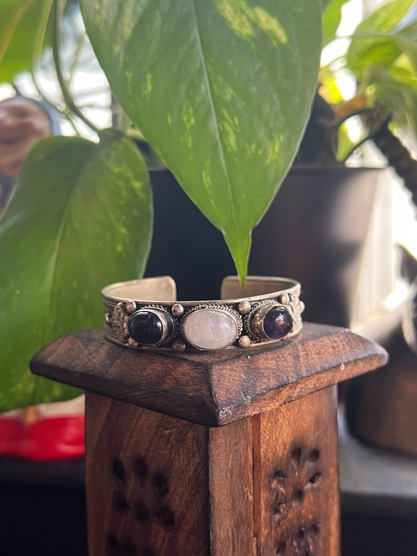 Moonstone & Amethyst Bracelet