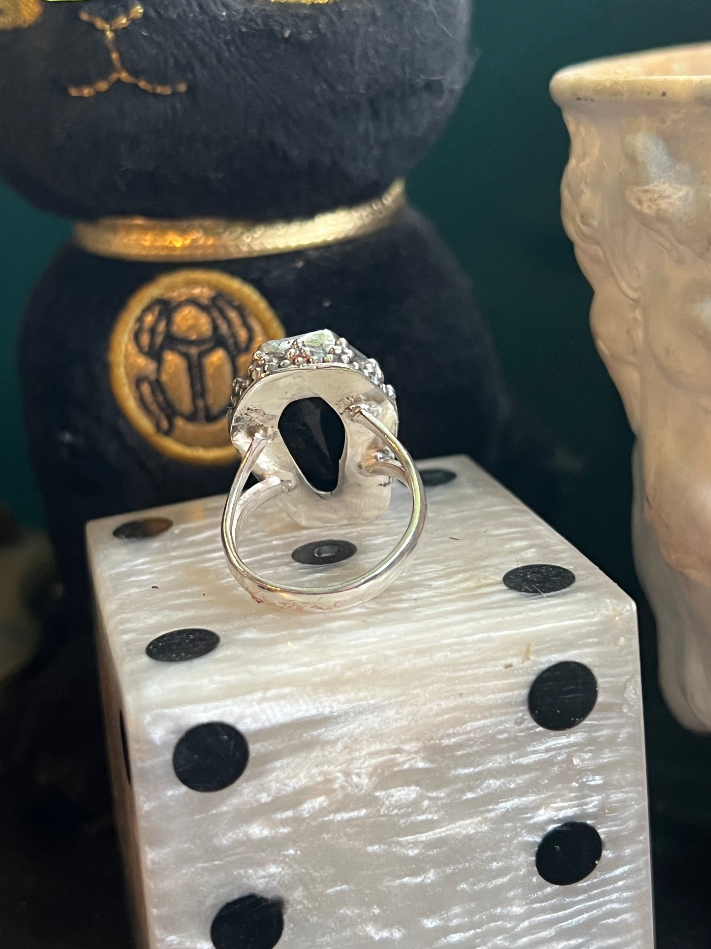 Sterling Black Onyx Coffin Ring