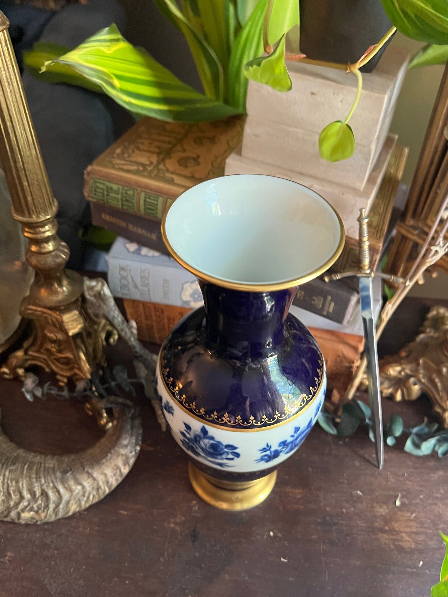 Royal Porzellan Bavaria KPM Germany: Handarbeit Echt Cobalt Vase