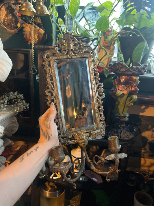 Antique Brass Double Arm Lion Sconce