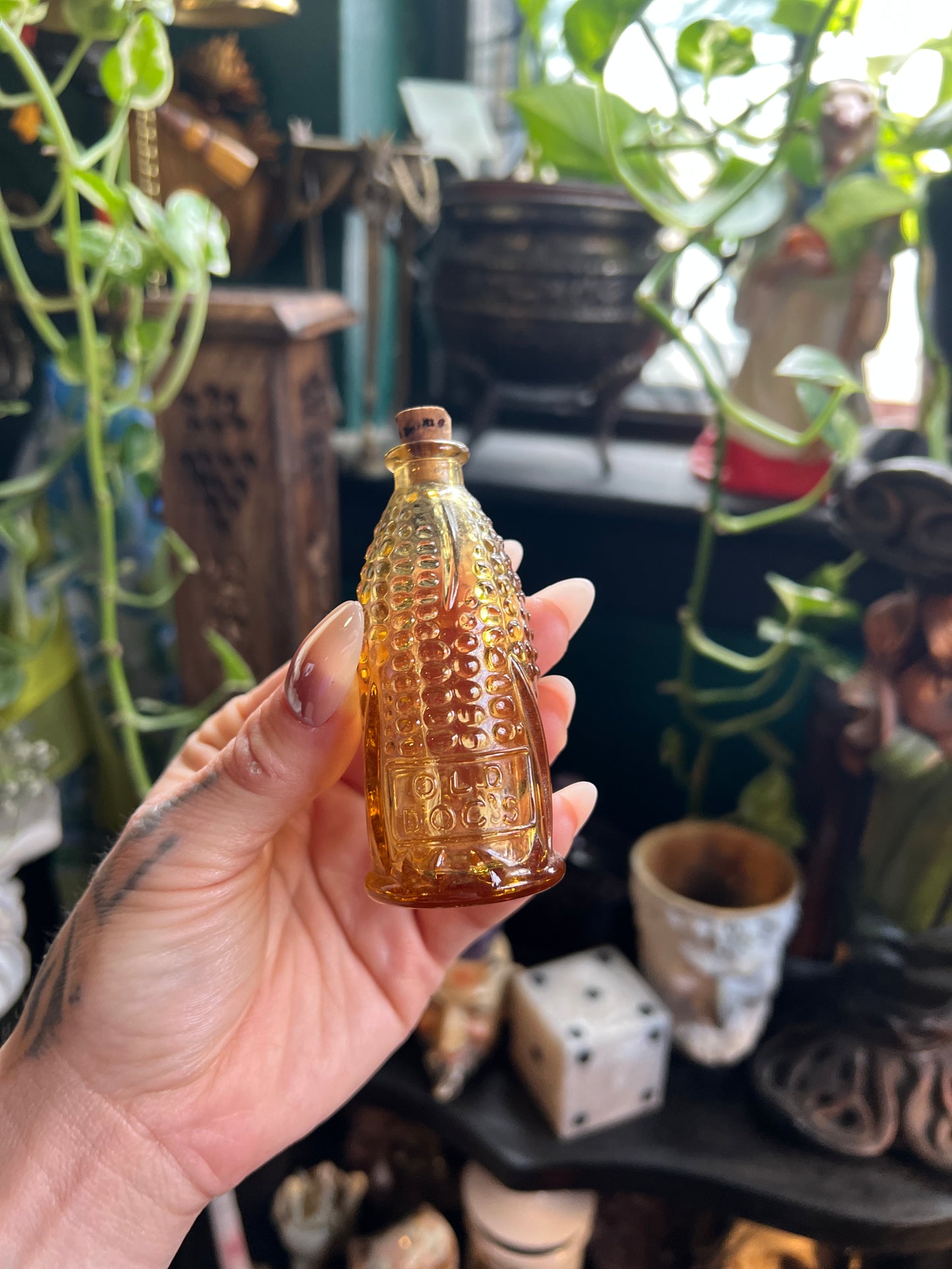 Miniature Wheaton Yellow Glass Bottles