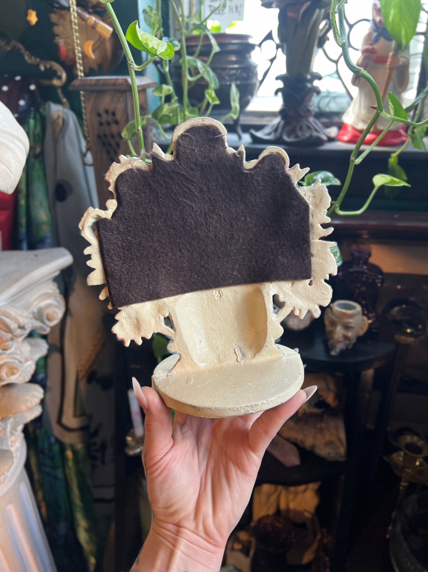 Antique Cast Iron Flower Basket Door Stopper