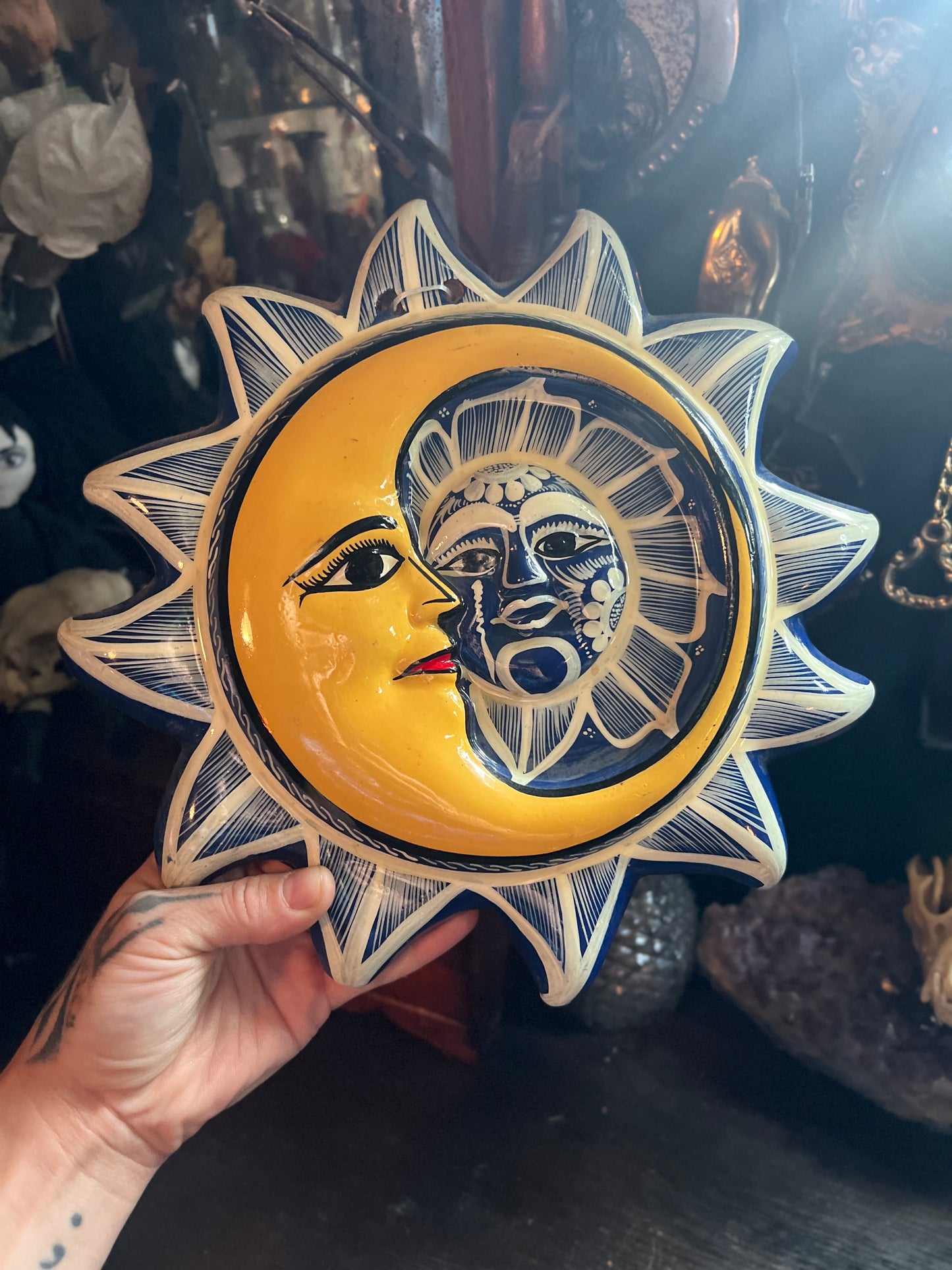 Talavera Sun & Moon Hanging Sculpture