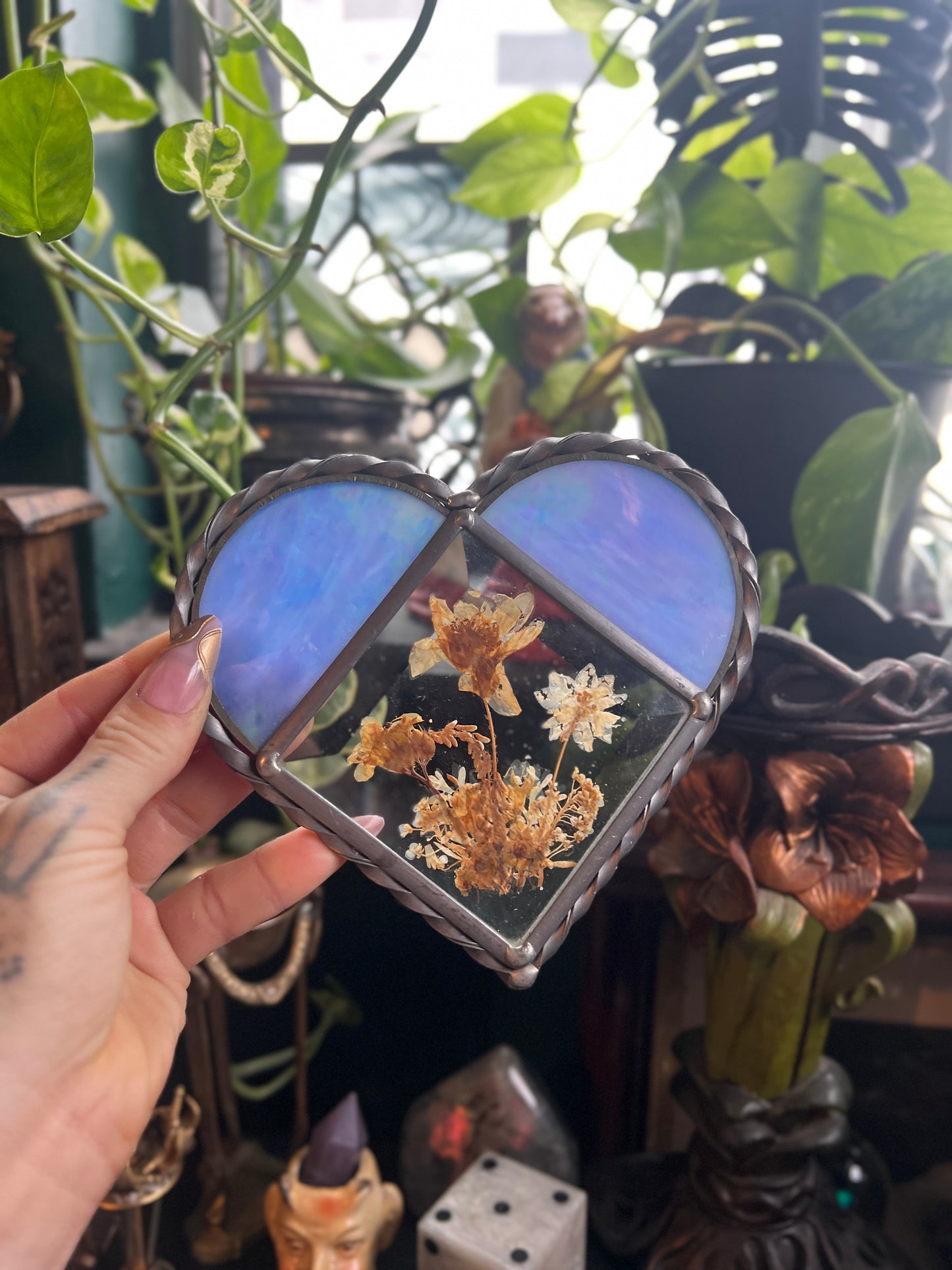 Stained Glass Heart Sun Catcher
