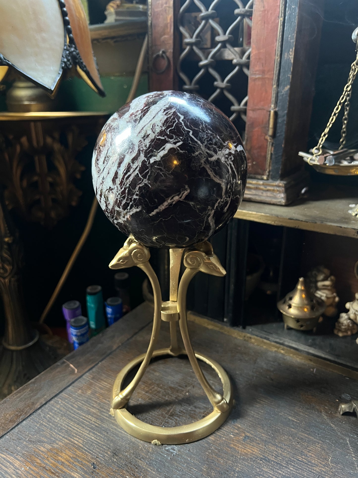 Italian Marble Sphere Goat Head Stand