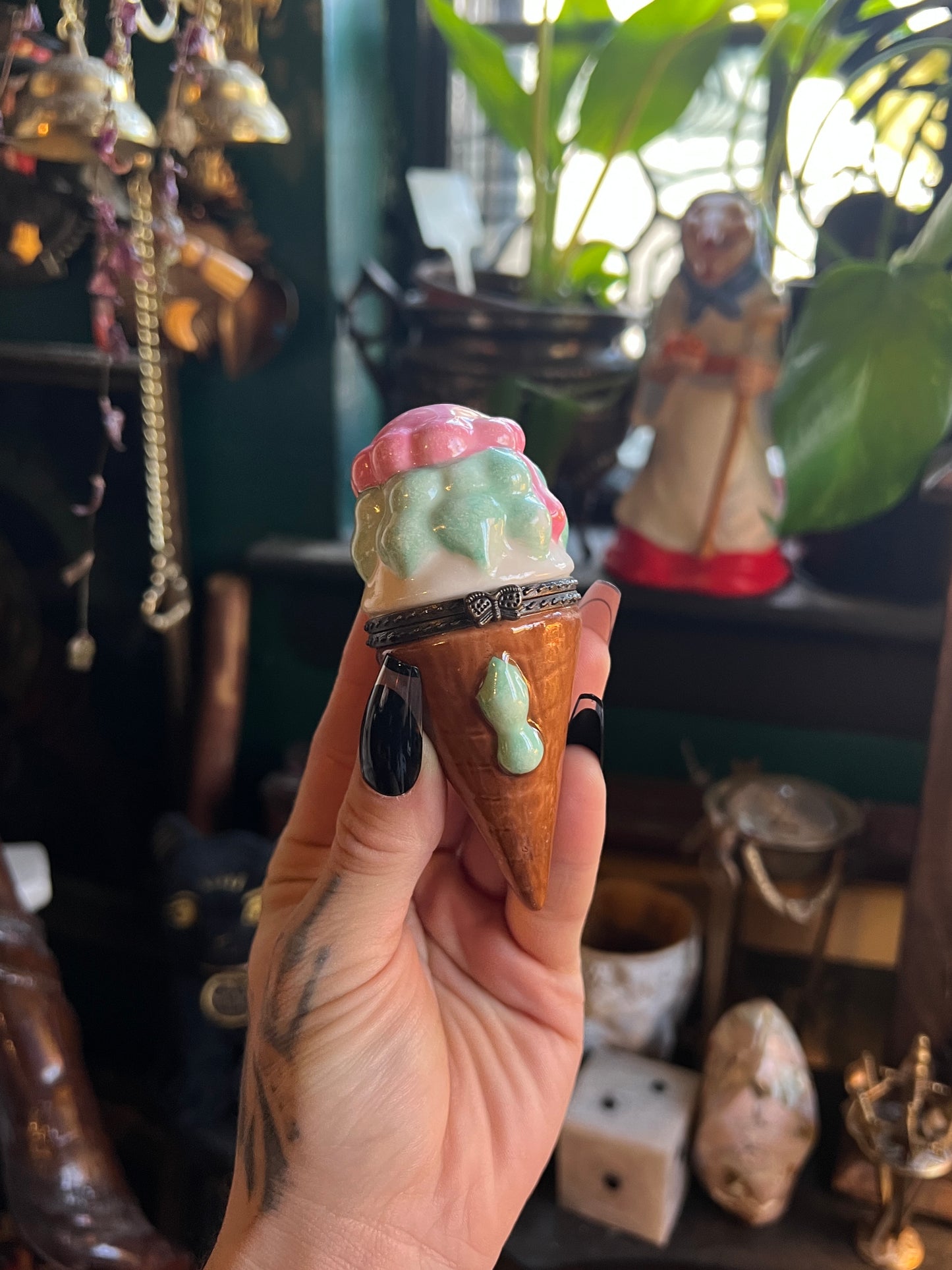 Porcelain Ice Cream Cone Hinged Trinket Box