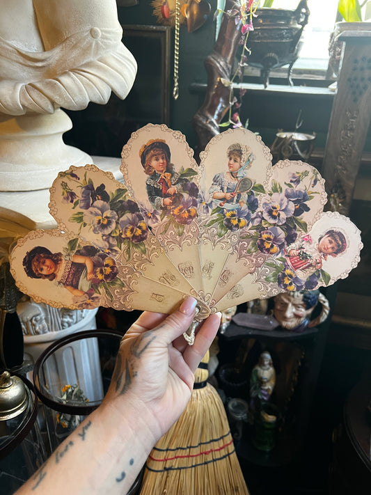 Victorian Turn-of-The-Century Replica Postcard Fan