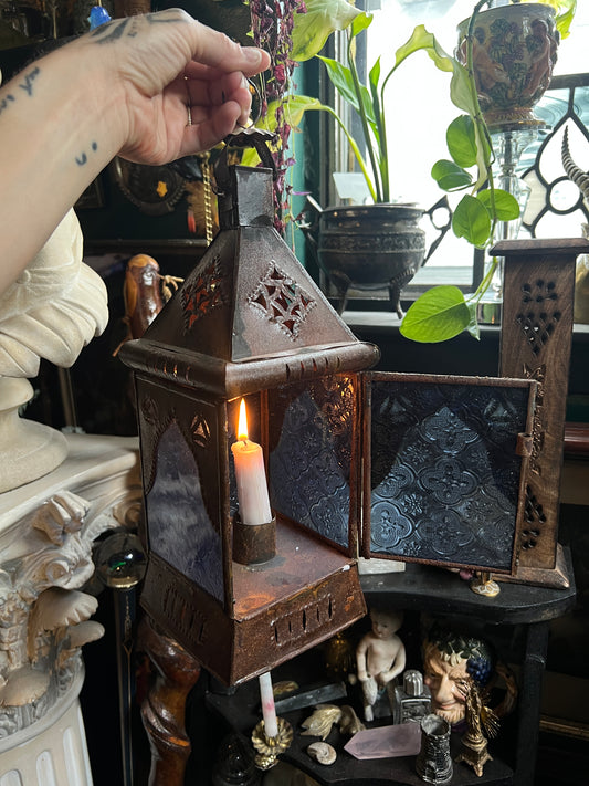 Moroccan Blue Glass Lantern