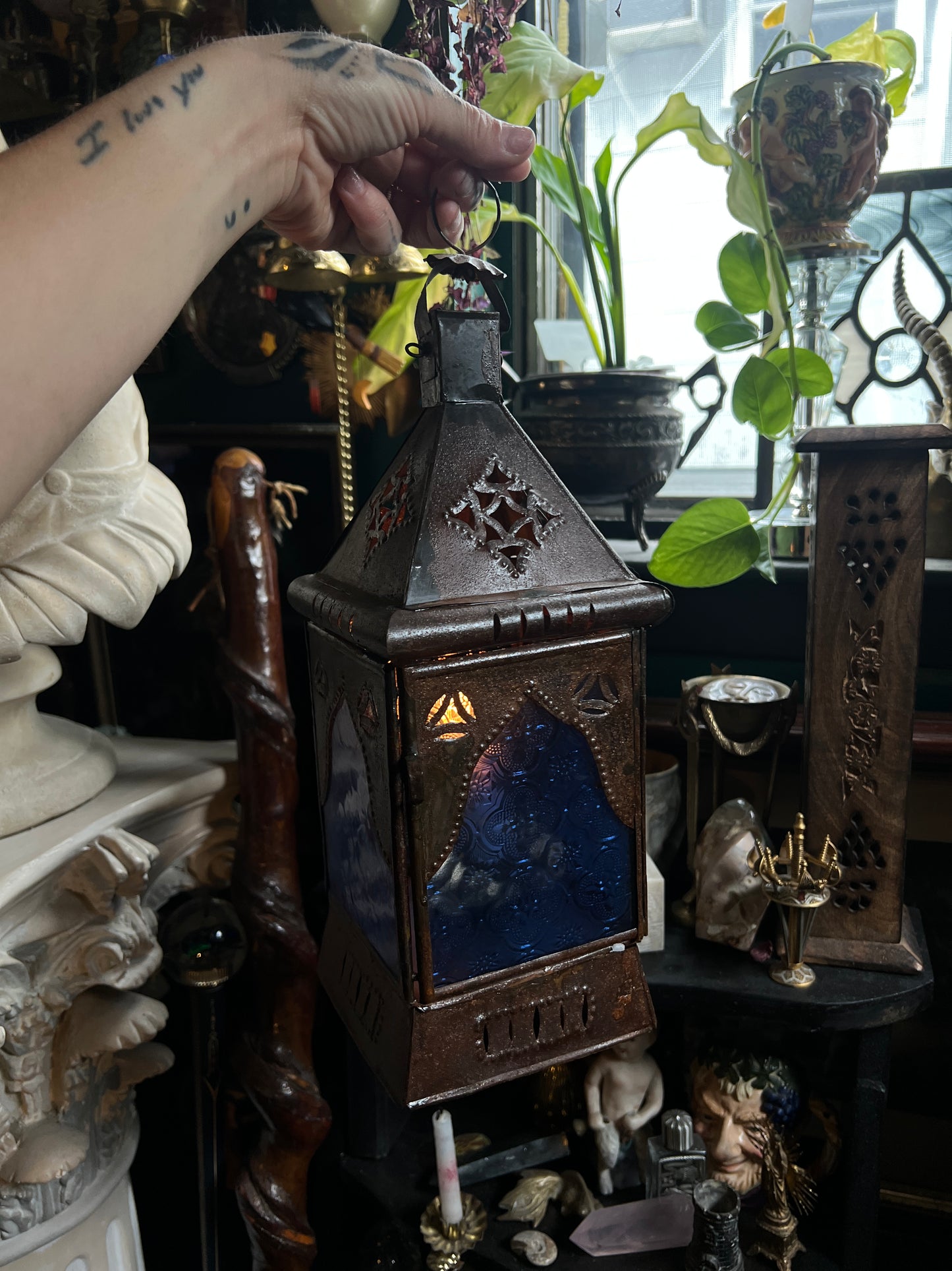 Moroccan Blue Glass Lantern