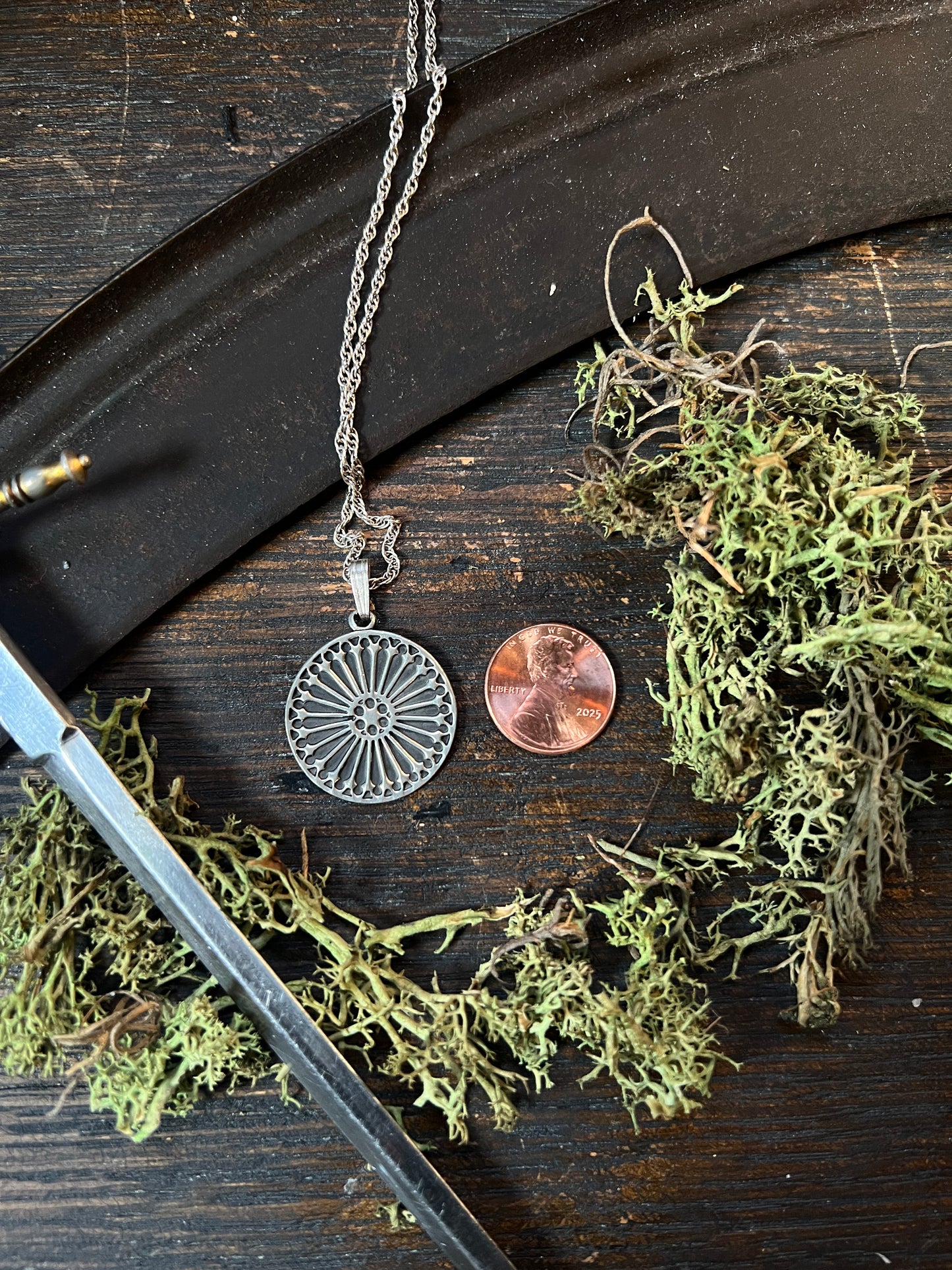 Sterling Rose Window Pendant Necklace