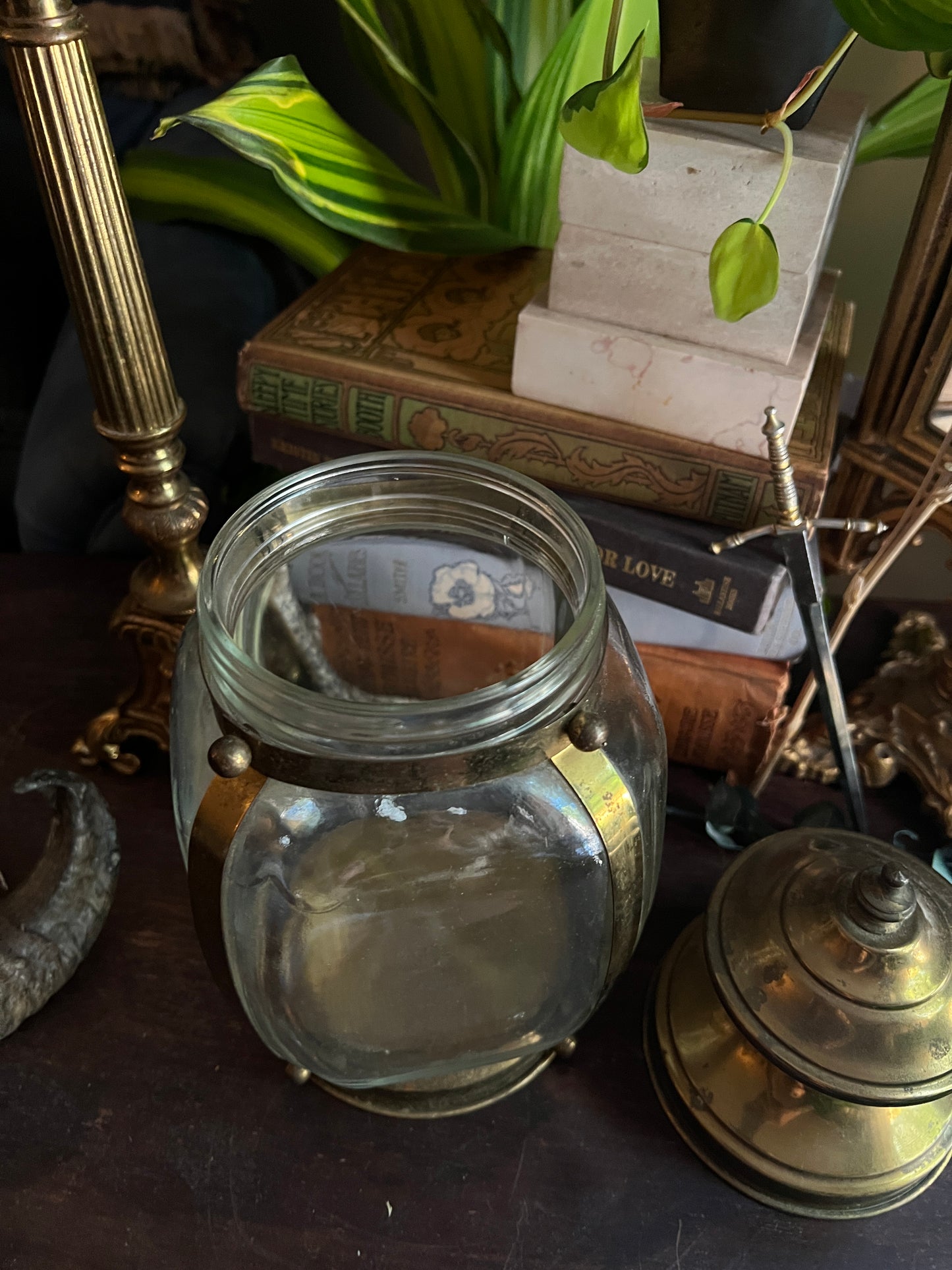 Brass & Glass Lantern Jar