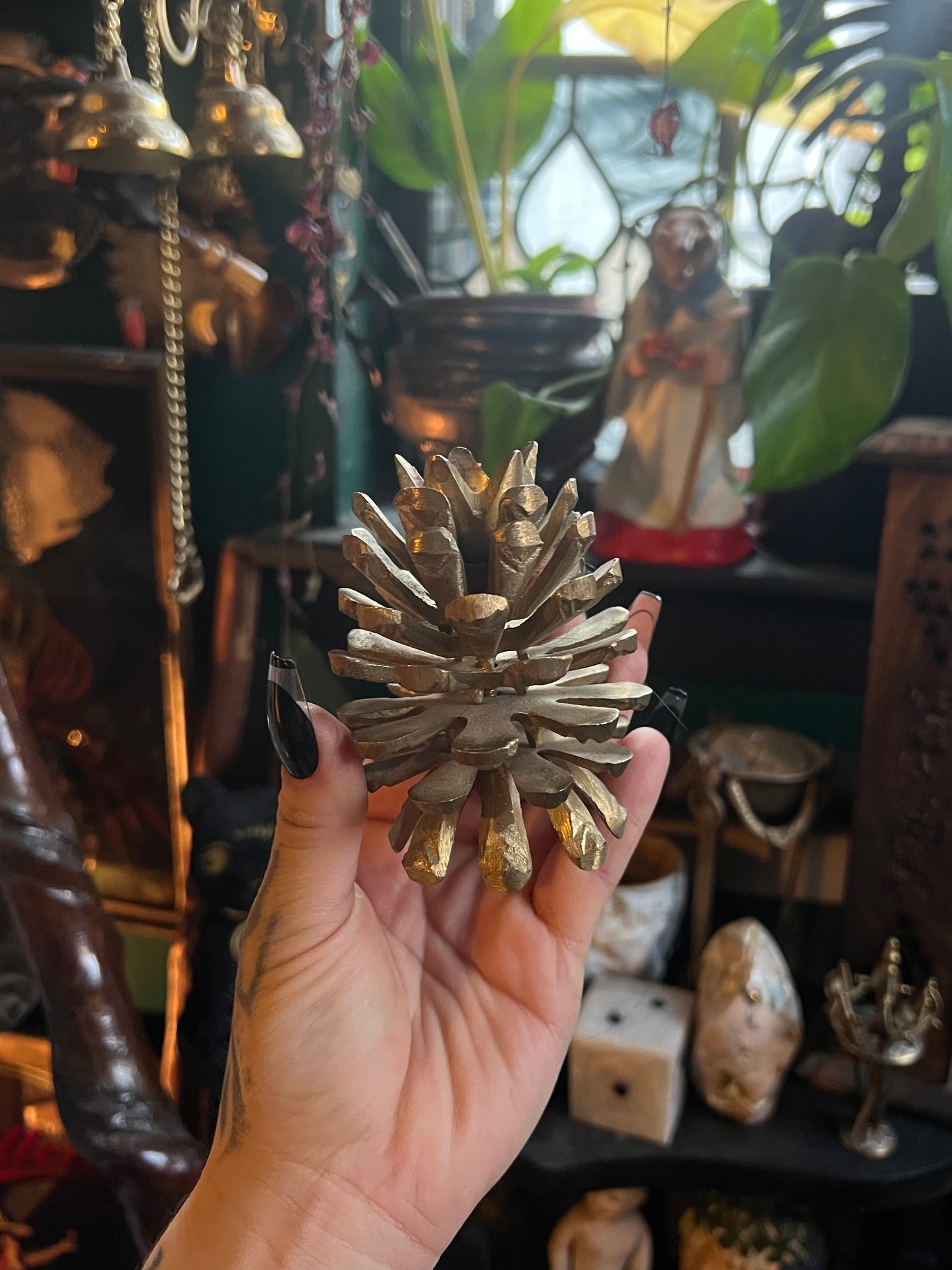 Brass Pinecone Candle Holder