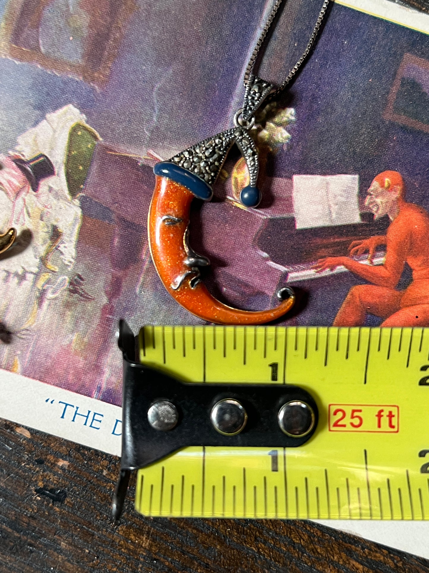 Vintage Silver & Marcasite "Man in the Moon" Necklace