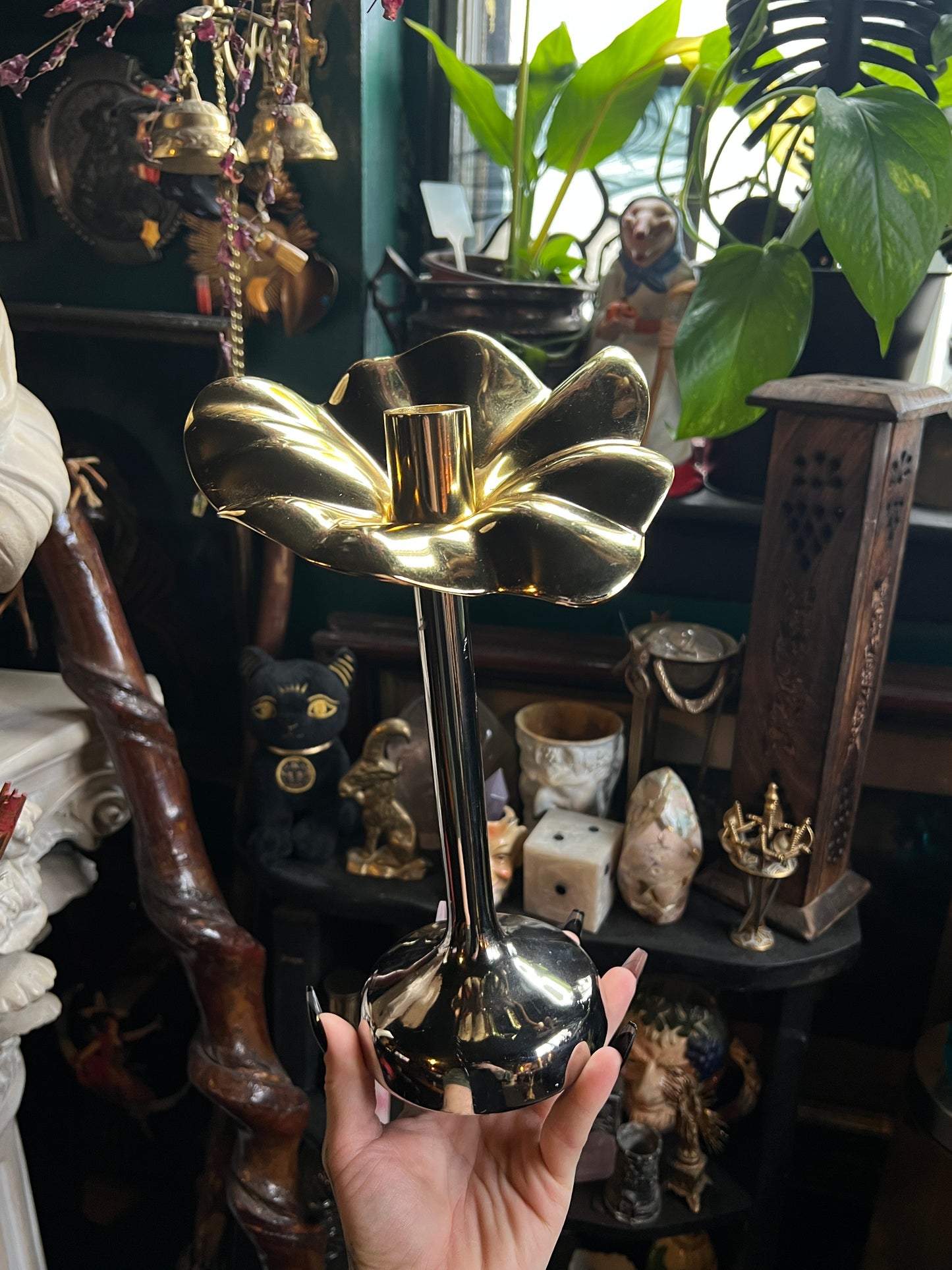 Blossom Platinum & Gold Tapered Candle Holder