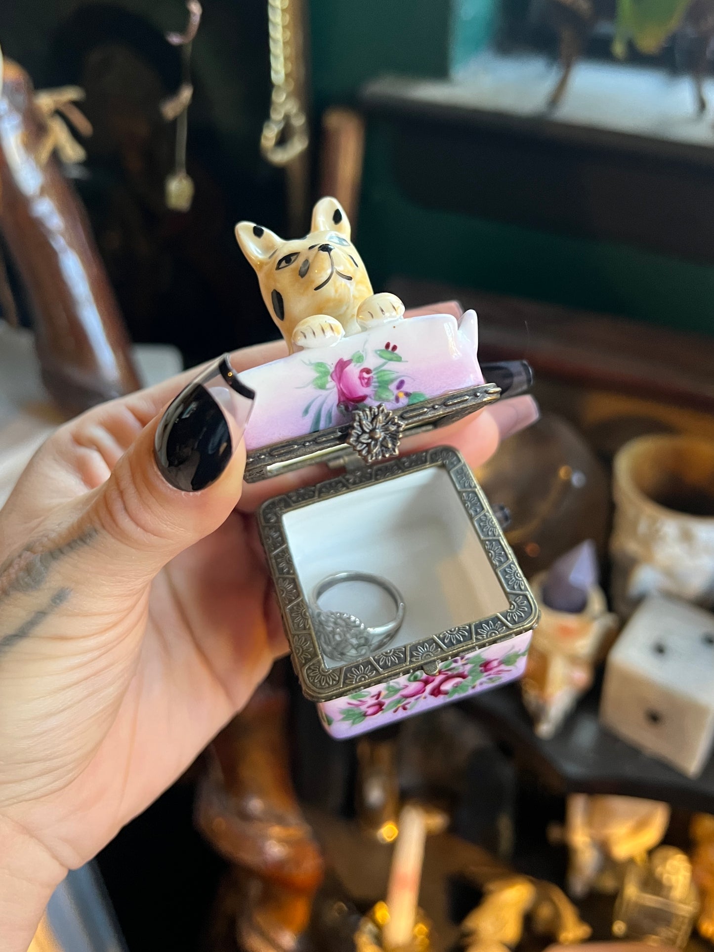 Antique Austrian Porcelain Hinged Trinket Box