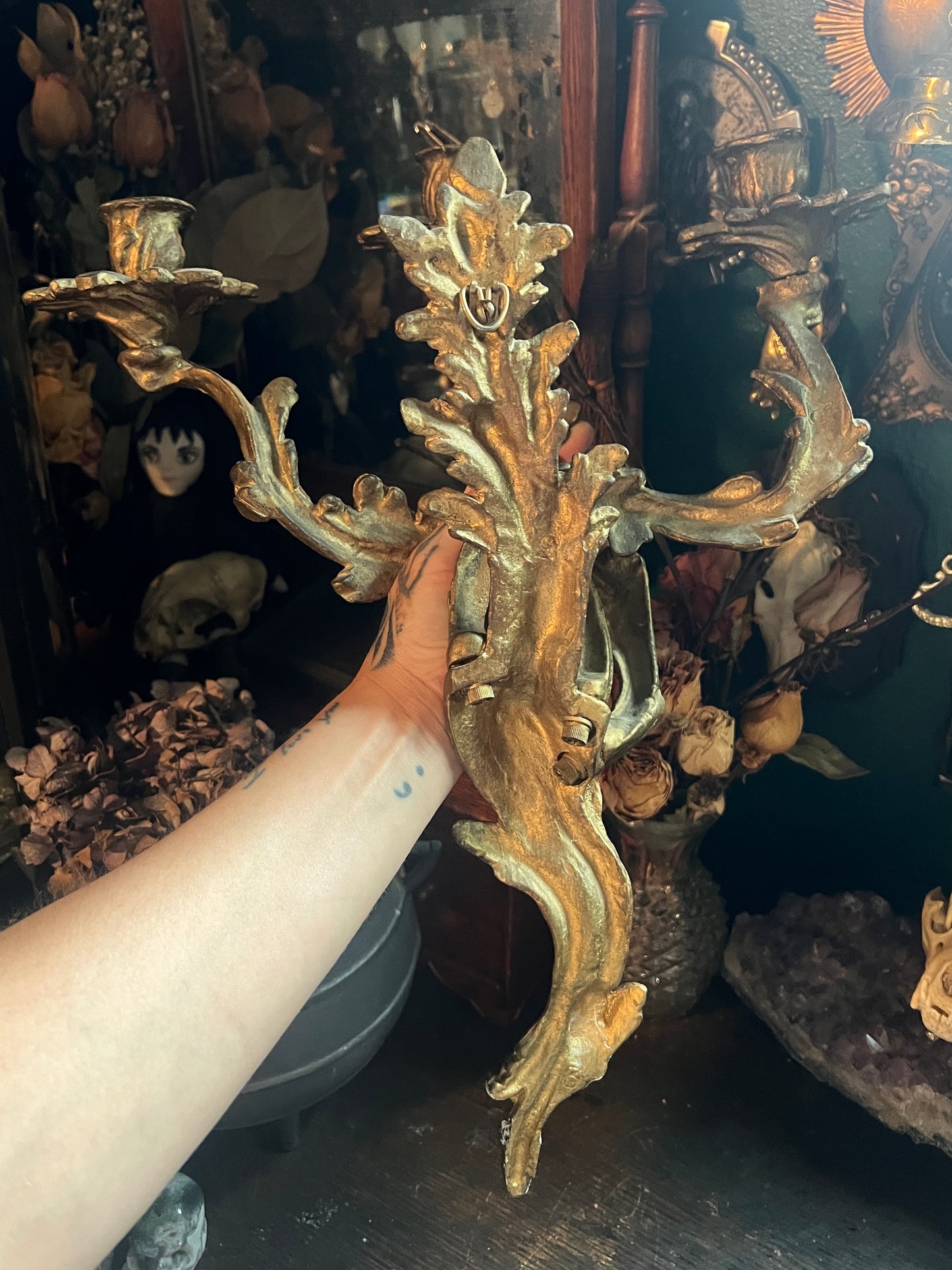 Rococo Triple Armed Bronze Sconces