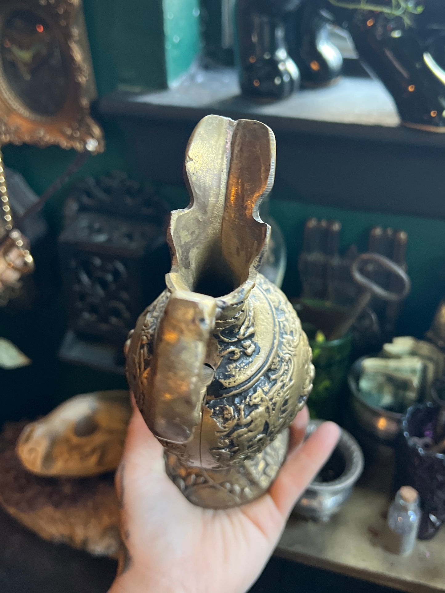 Antique Bronze Cherub Pitcher