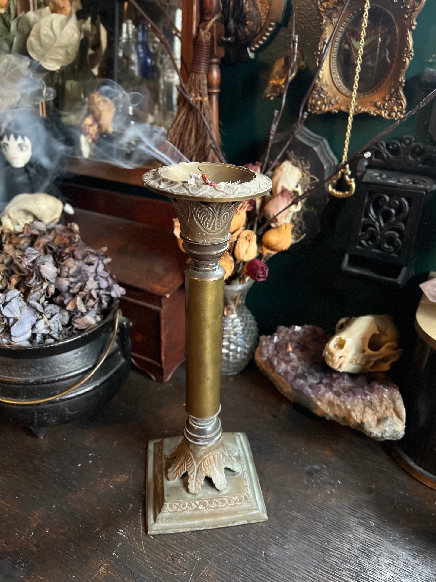 Vintage Brass Pillar Dish