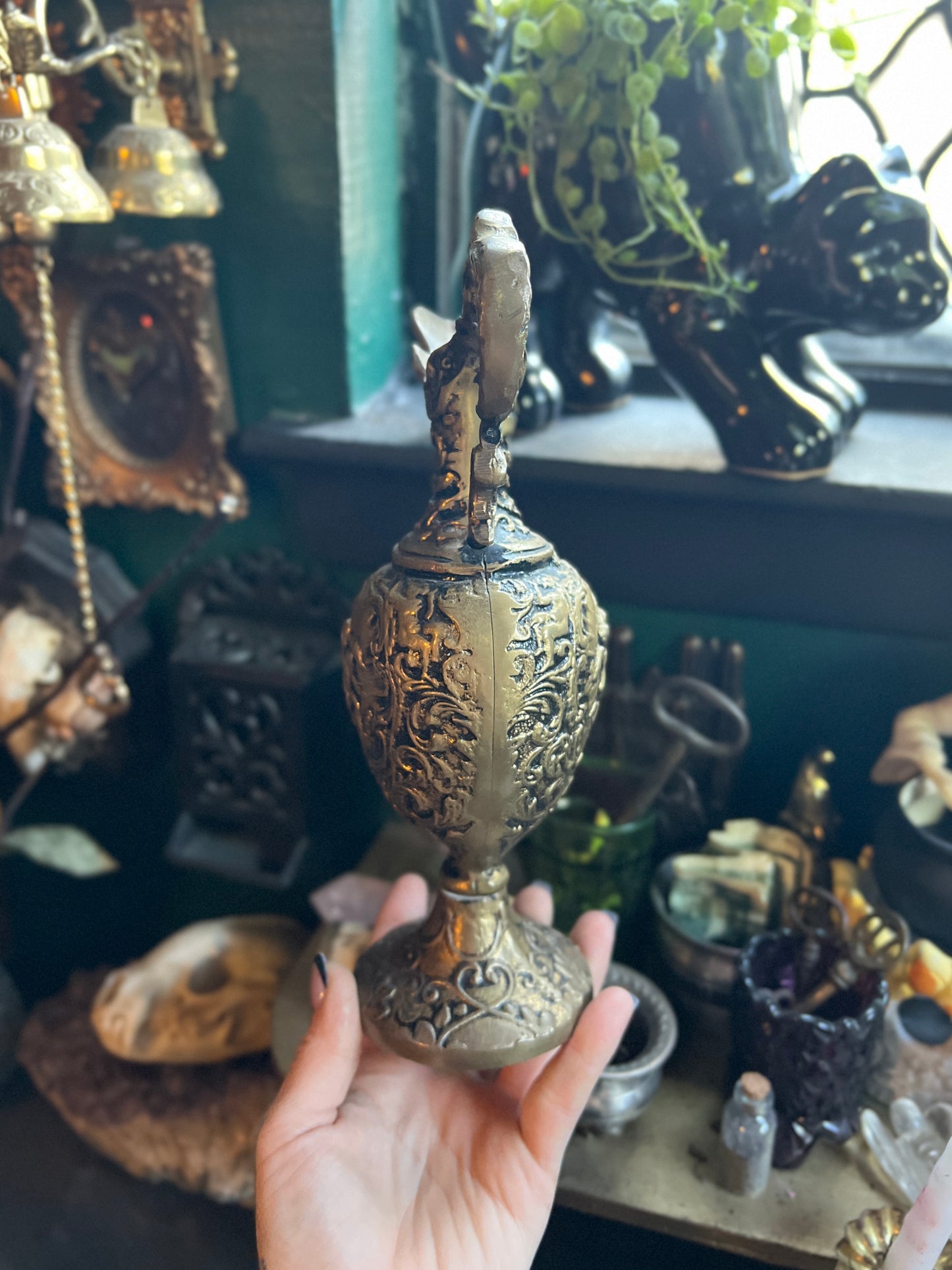 Antique Bronze Cherub Pitcher