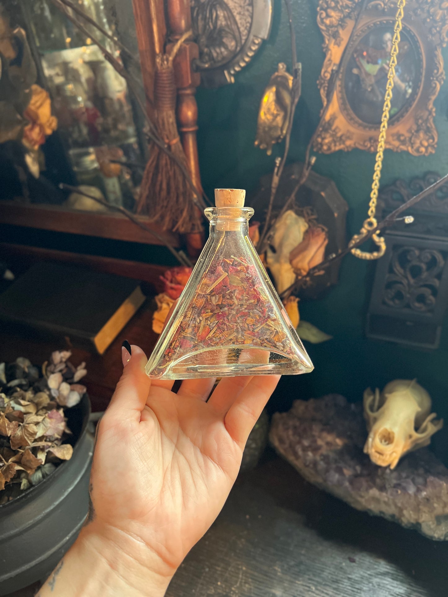 Glass Triangle Spell Bottle