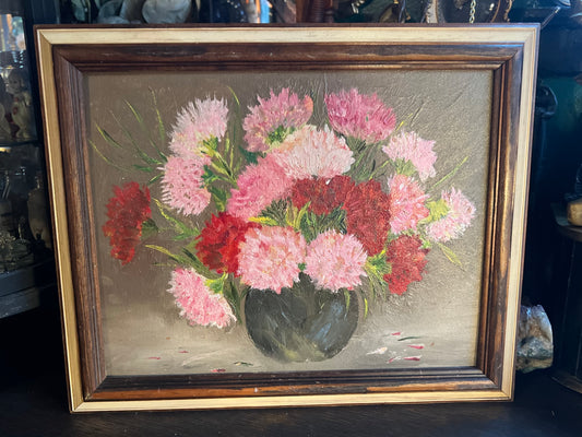 Peonies Painted Canvas Framed