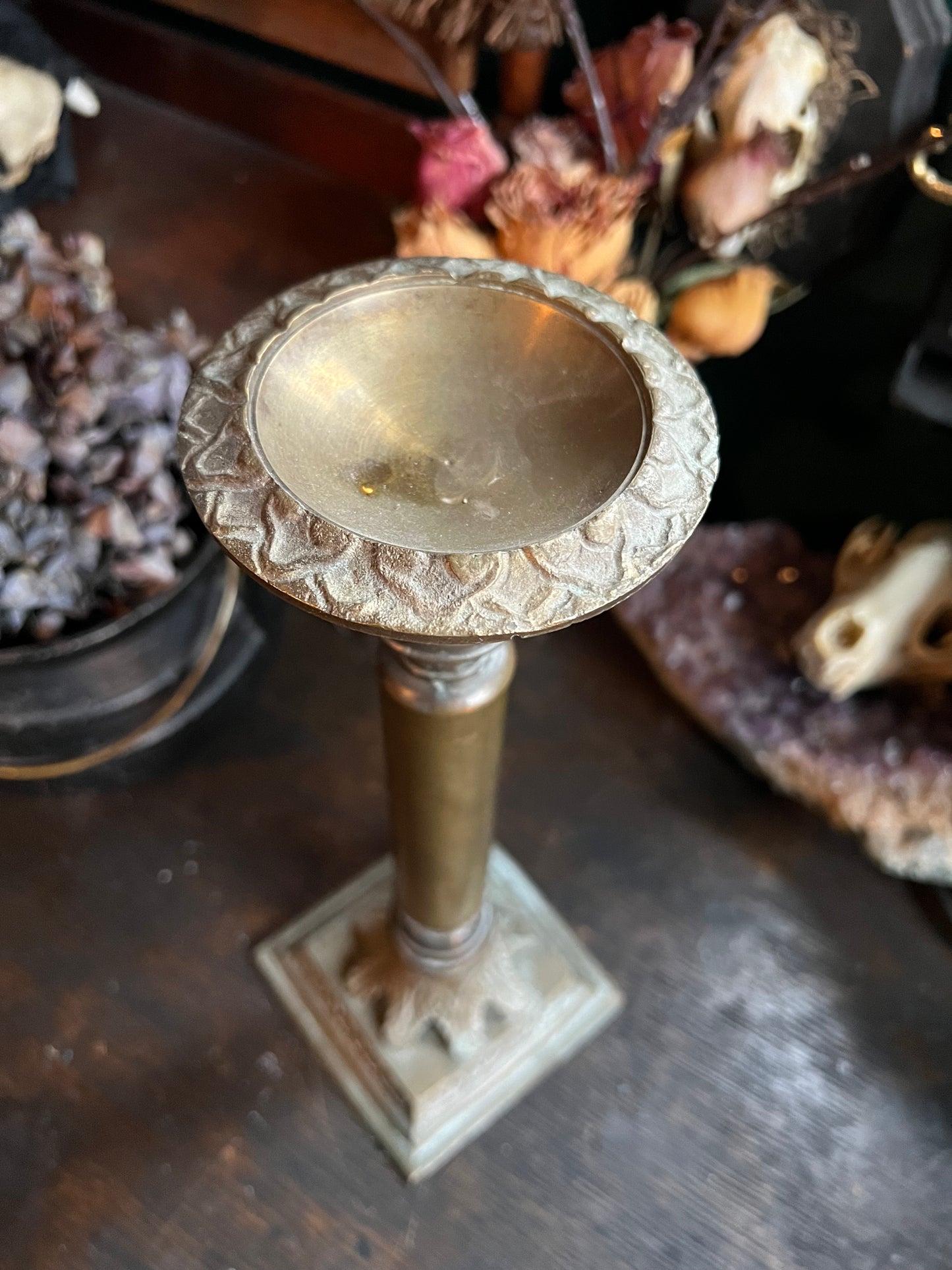 Vintage Brass Pillar Dish