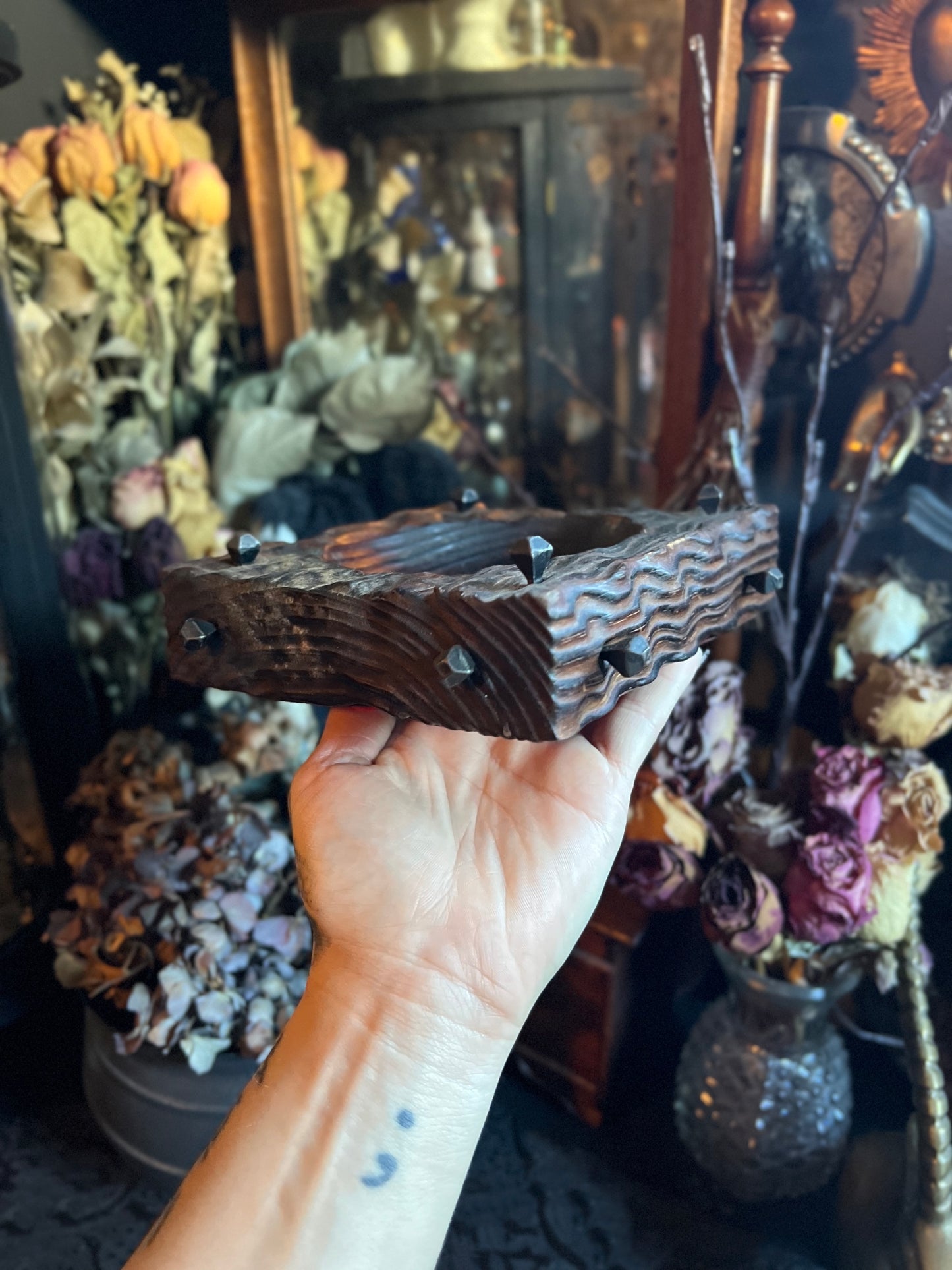 Wooden Gothic Trinket Dish