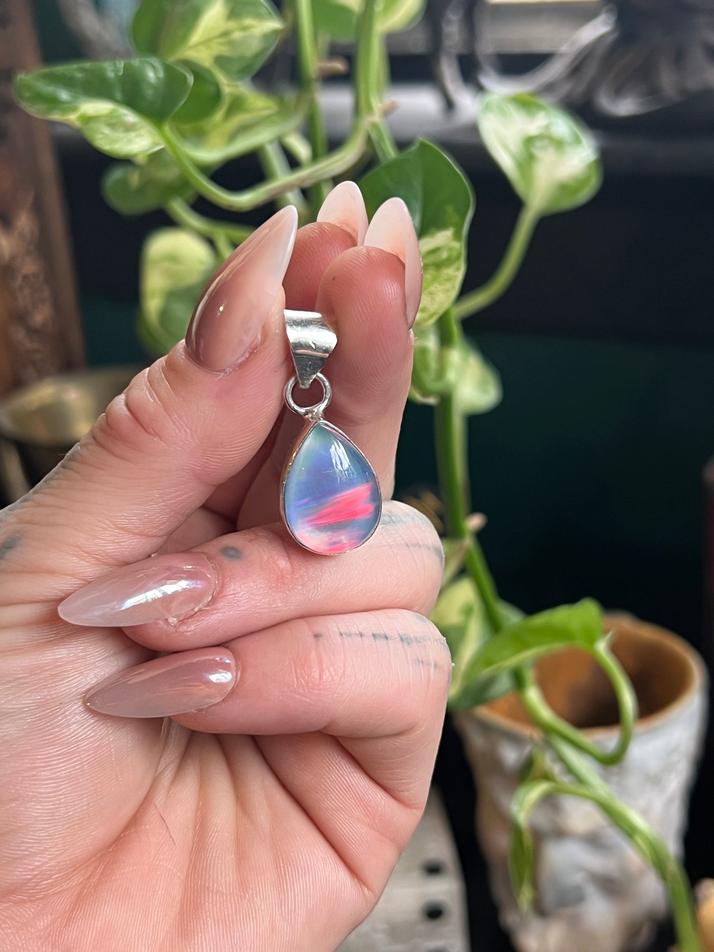 Sterling Silver Aurora Opal Pendant