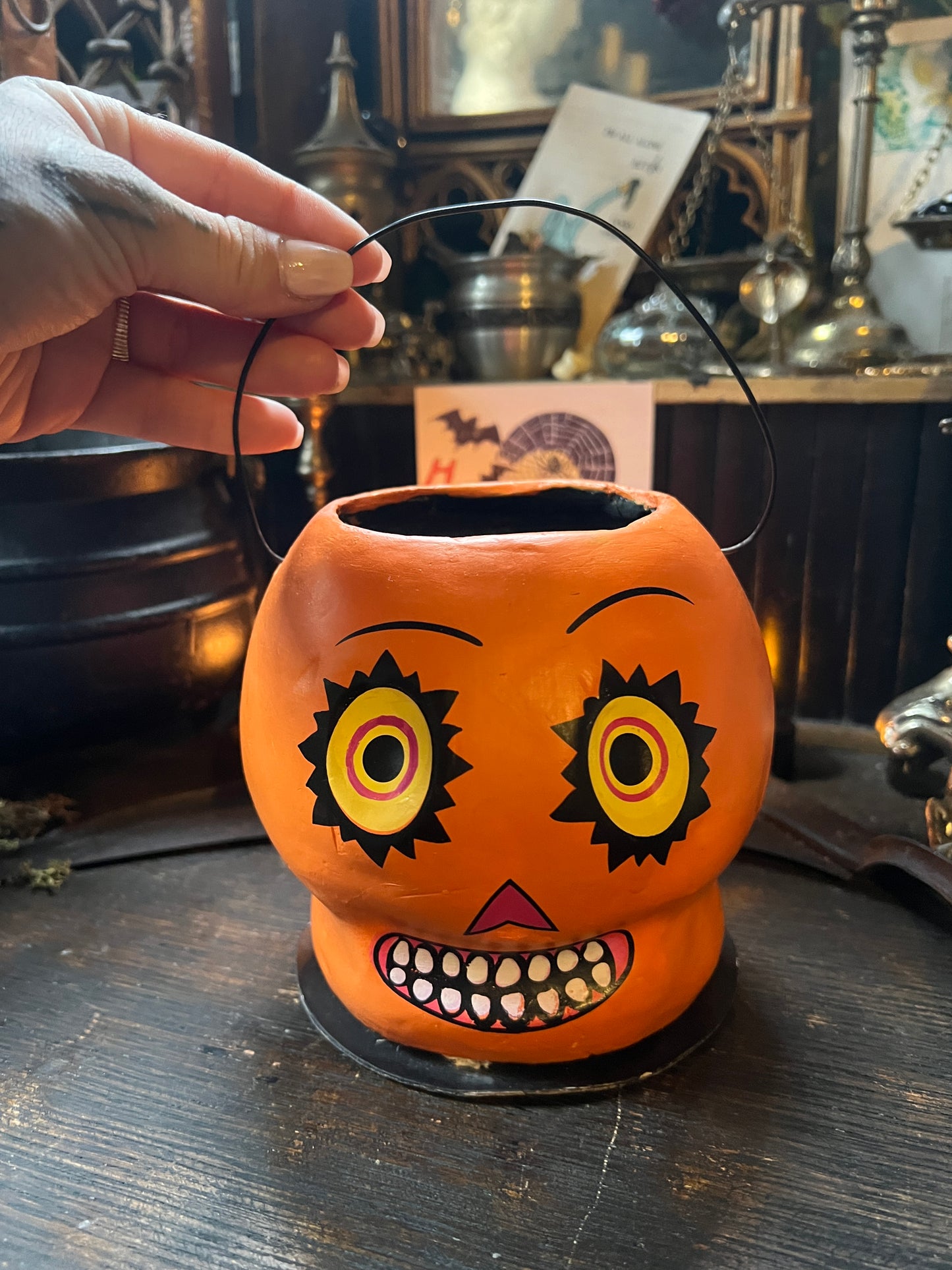 Paper Mache Pumpkin Pail