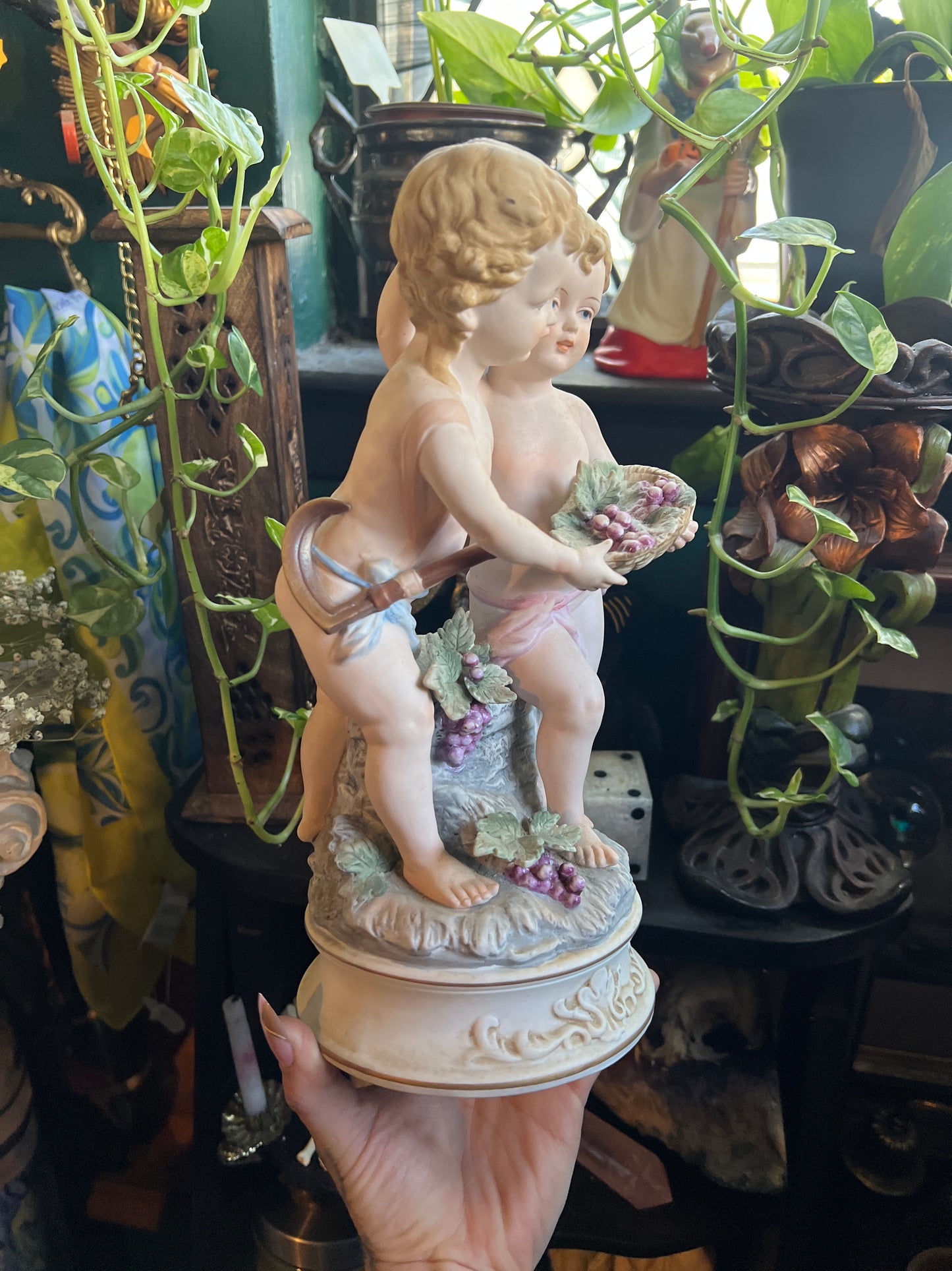 Bisque Porcelain Cherub Sculpture