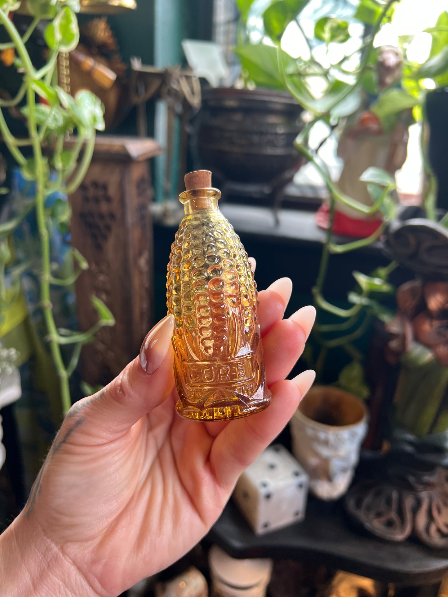 Miniature Wheaton Yellow Glass Bottles